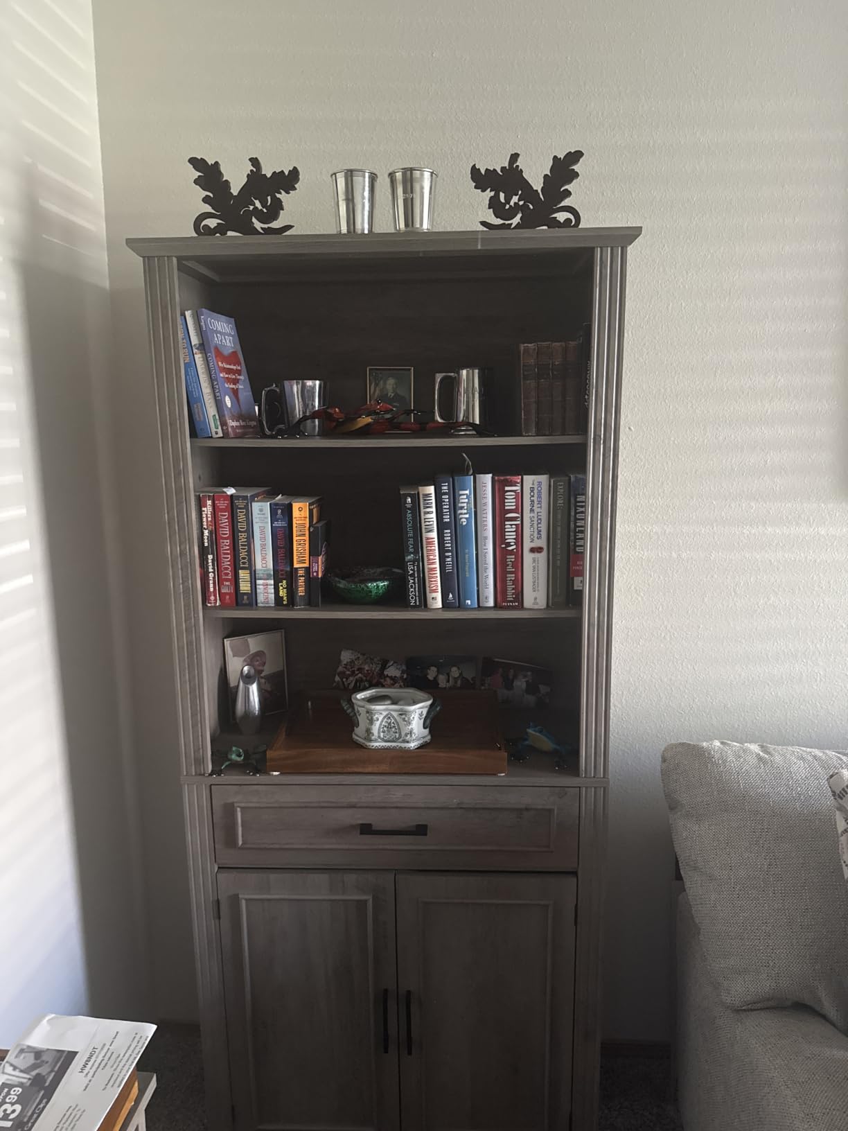 SEDETA Farmhouse Bookshelves and Bookcases with Doors, Drawer, White | 70''Tall Bookshelf, Floor Standing 6 Shelf Display Storage Shelves 70 in Tall Bookshelf for Home Office, Living Room customer photo 1