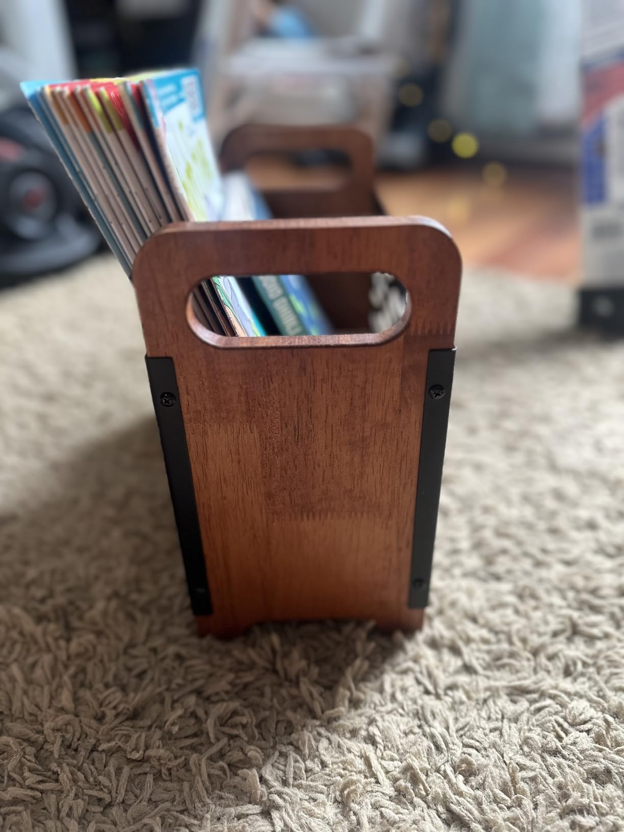 Magazine Holder,Wood Magazine Rack,Rustic Magazine File Holder customer photo 2