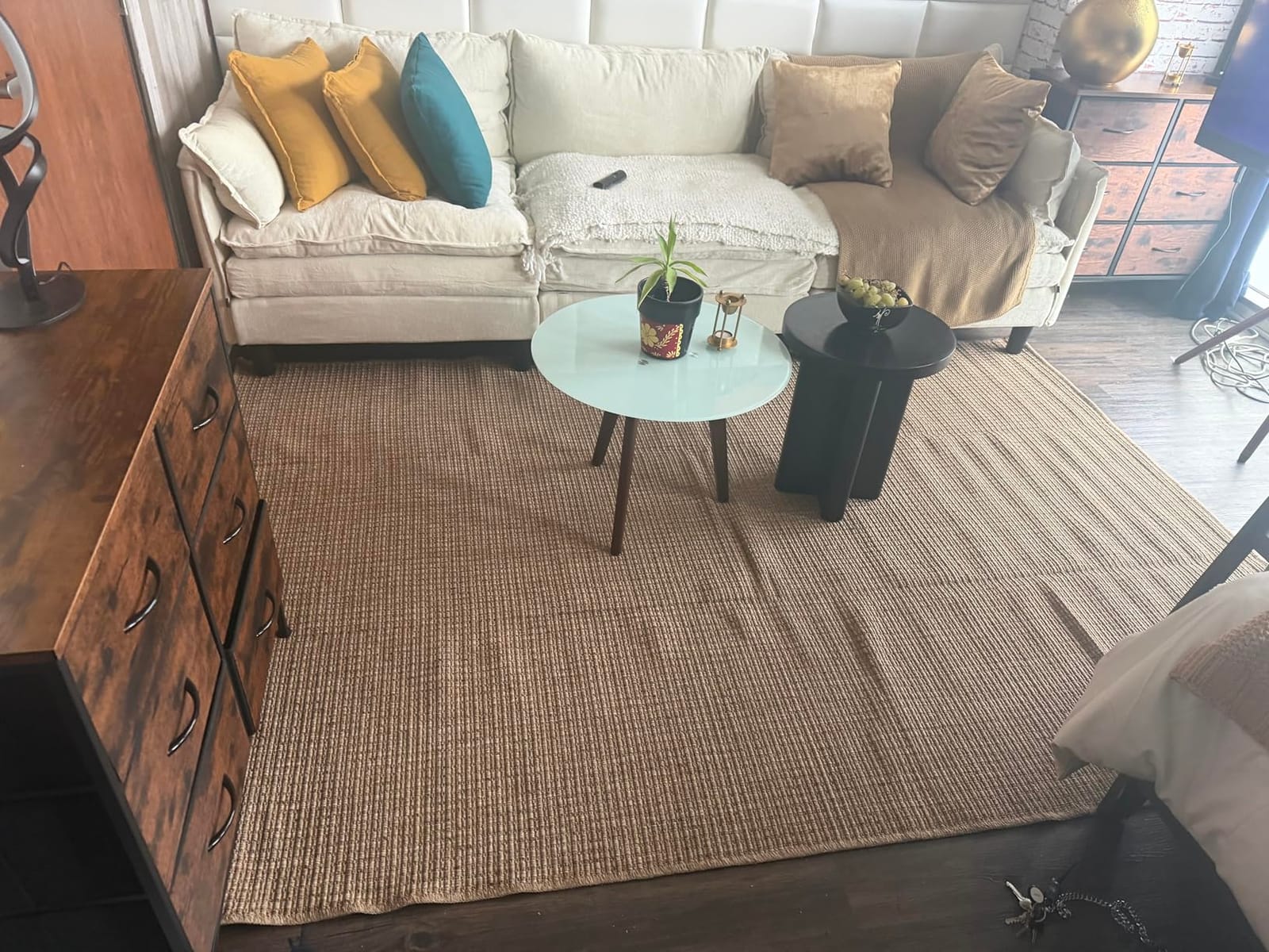 CAMILSON Easy Jute Rug 9x12, Indoor Outdoor Natural Color Fiber Area Rugs for Living Room and Patio Rug Herringbone Seagrass Boho Woven Design Easy-Cleaning Washable Outside Carpet Alfombras 9 x 12 customer photo 2
