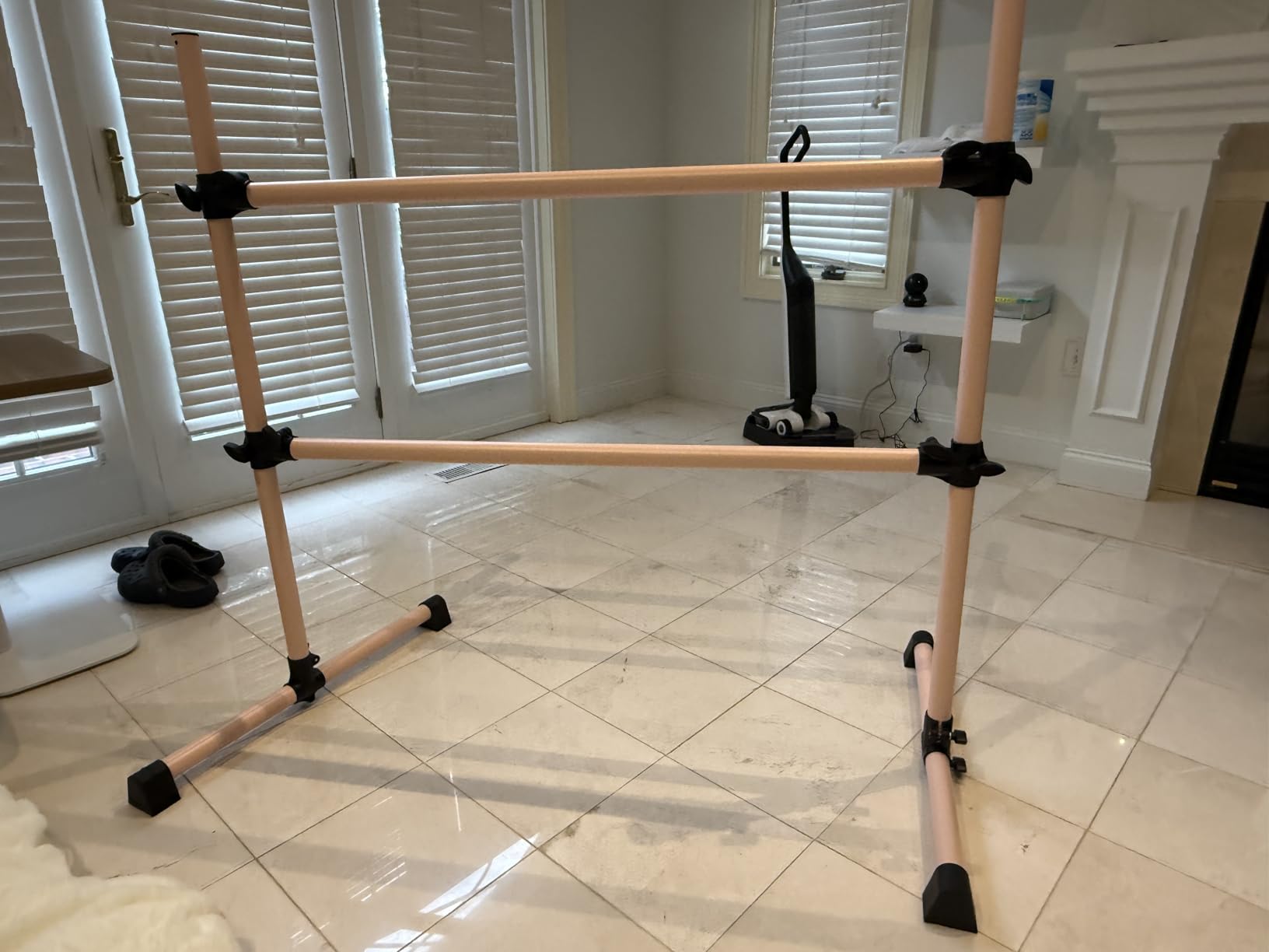 Costzon Portable Ballet Barre, 4ft Freestanding Double Ballet Bar with Adjustable Height, Fitness Dance Bar w/Foam Pads for Stretching, Home Gym Barre Exercise Equipment for Kids & Adults customer photo 2