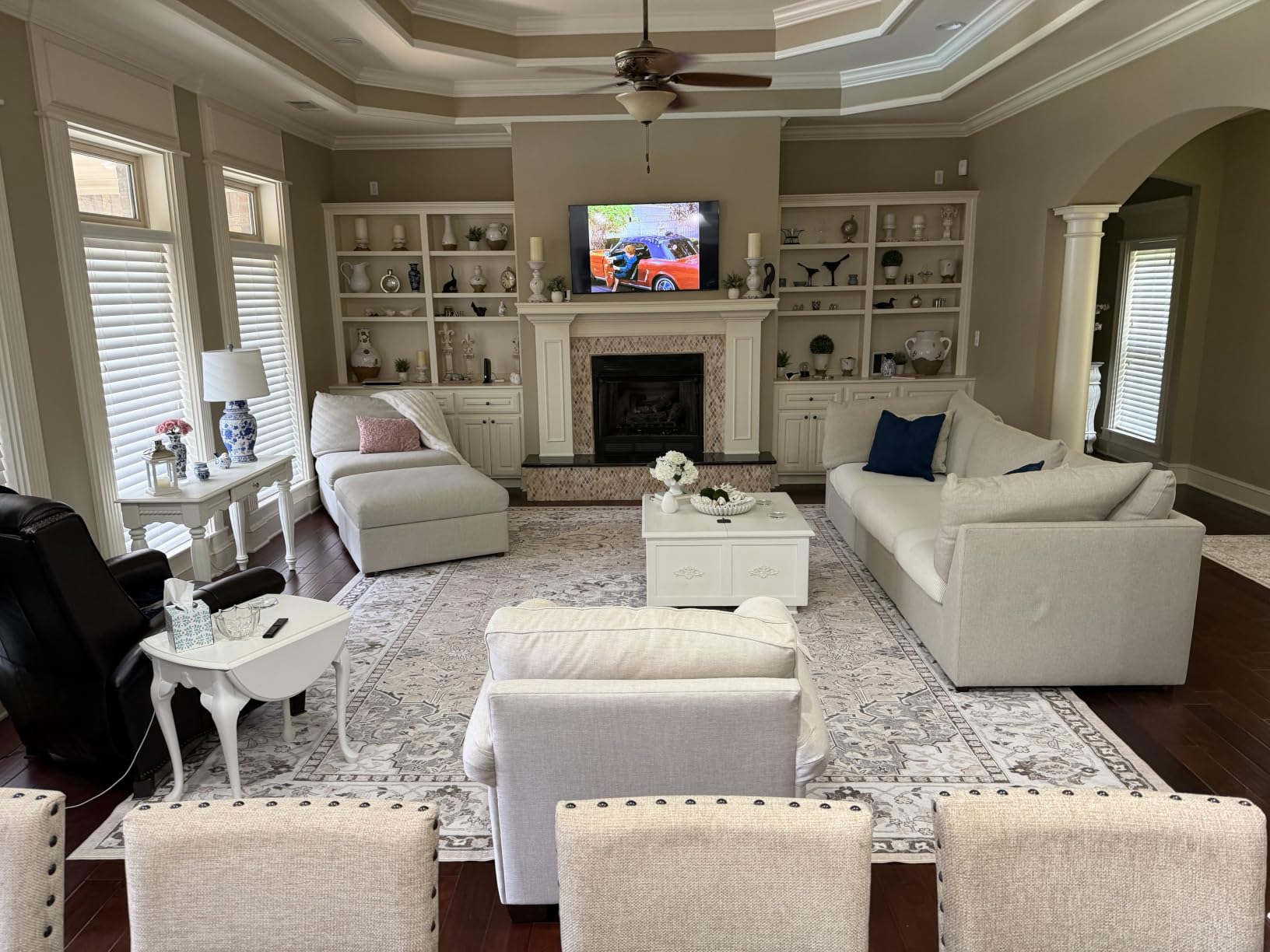 8x10 Living Room Rug for Family- Washable Oriental Stain Resistant Rugs for Bedroom Nursery Non Slip Ultra Soft Carpet for Dining Room Medallion Farmhouse Home Decor Floor Decoration Mat (8x10 Beige) customer photo 1