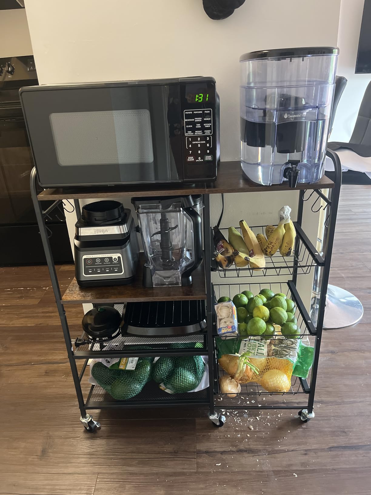 HapiRm Rolling Kitchen Microwave Cart - 4 Tier Microwave Table Stand with Pull-Out Baskets, Coffee Bar Baker's Rack with Wheels Rolling Storage Cart Organizer Shelf for Living Room Office, Balcony customer photo 2