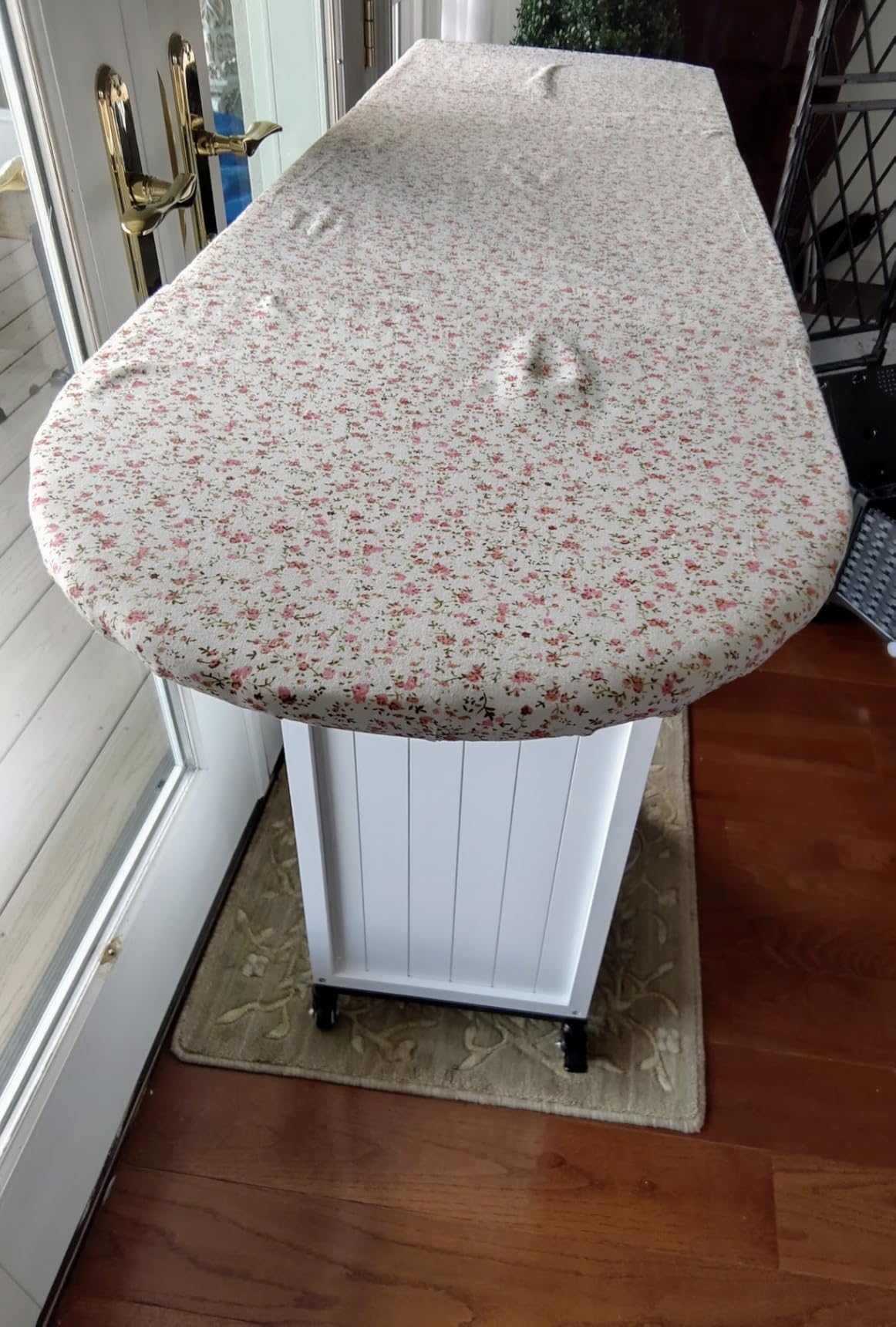 Rolling Ironing Board with Storage Cabinet, Folding Ironing Board, White customer photo 2