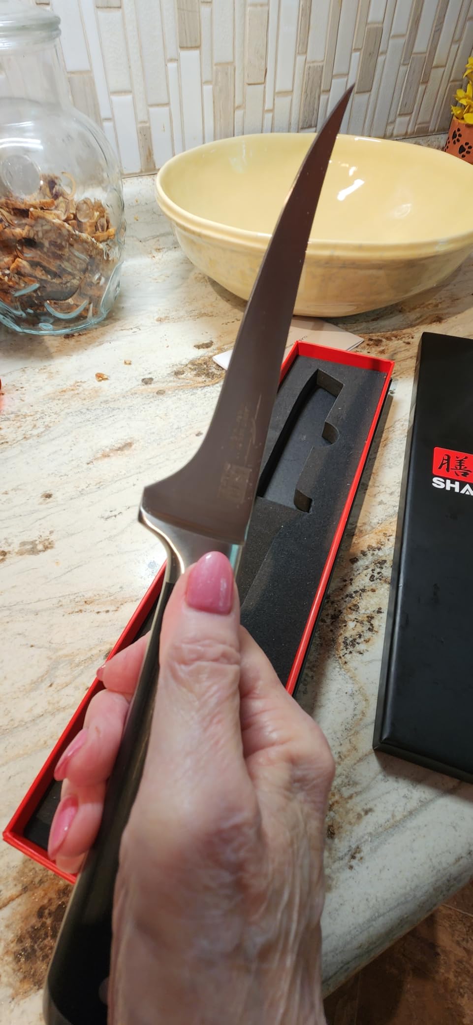 SHAN ZU 3PCS Damascus Knife Set, Japanese Kitchen Knives Set customer photo 1