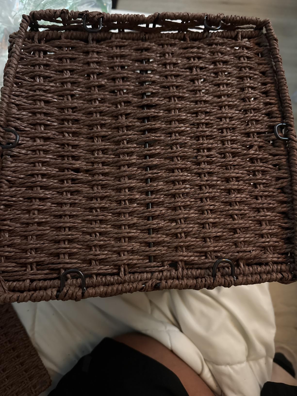 UBBCARE 4 Pack Wicker Basket, 10.5×10.5 Storage Cubes with Label, Foldable Cube Storage Bin with Handle, Square Storage Basket for Shelves, Woven Paper Rope Basket for Organizing, Brown customer photo 2