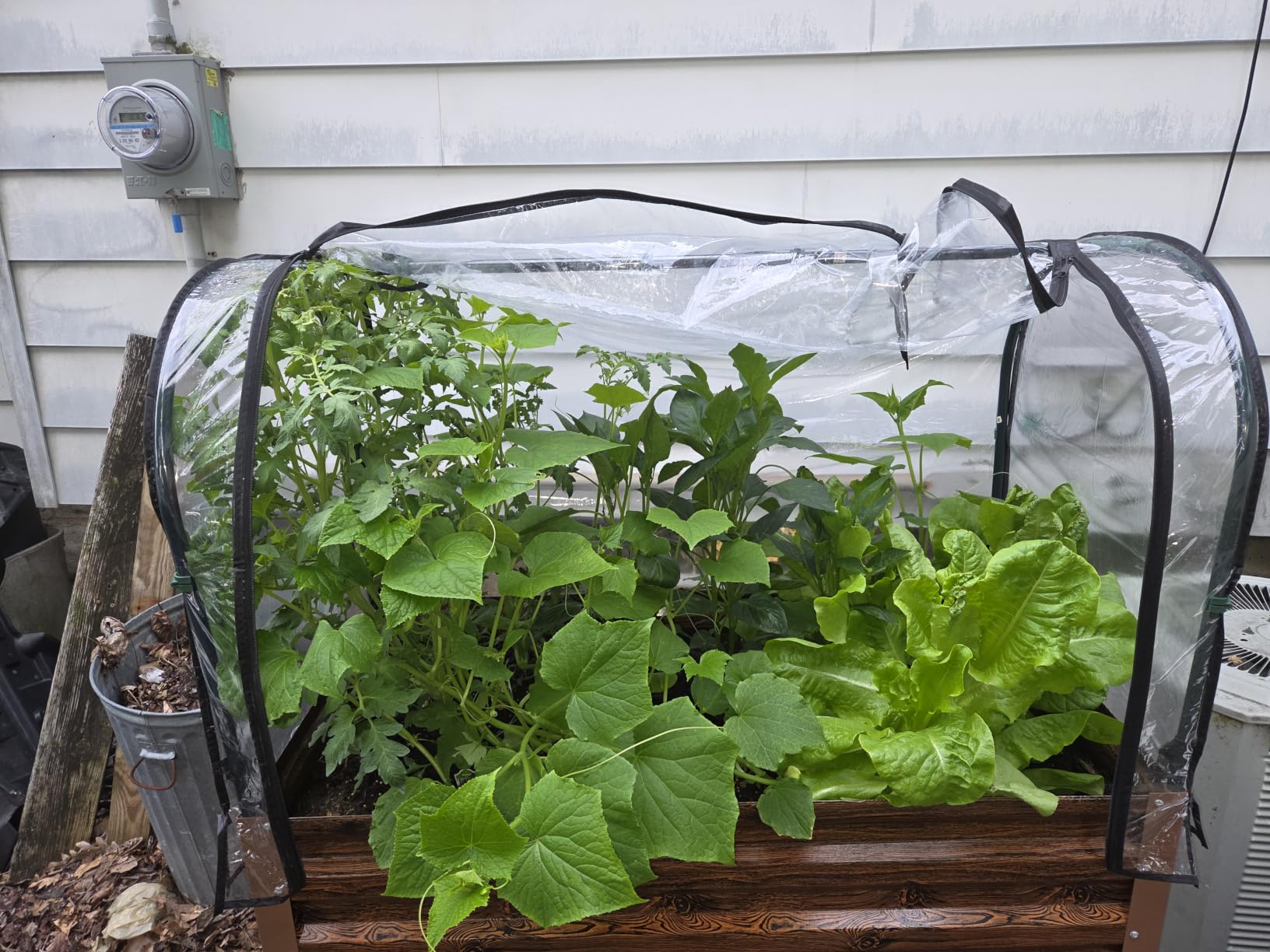 Outsunny Raised Garden Bed with Cover and Storage Shelf, Dark Gray customer photo 1
