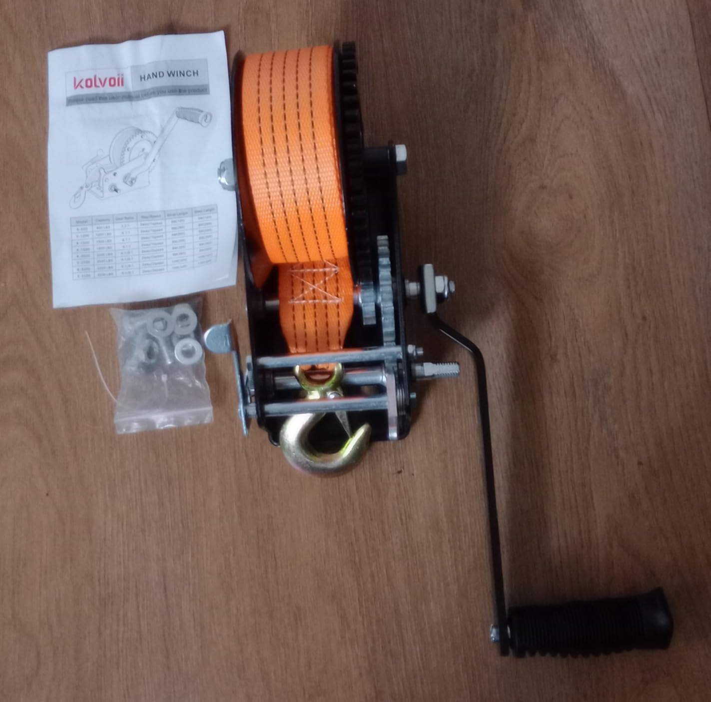 Kolvoii 3500 lb Boat Trailer Winch, 33 ft Strap, 2-Speed 4:1/8:1, Blue customer photo 1