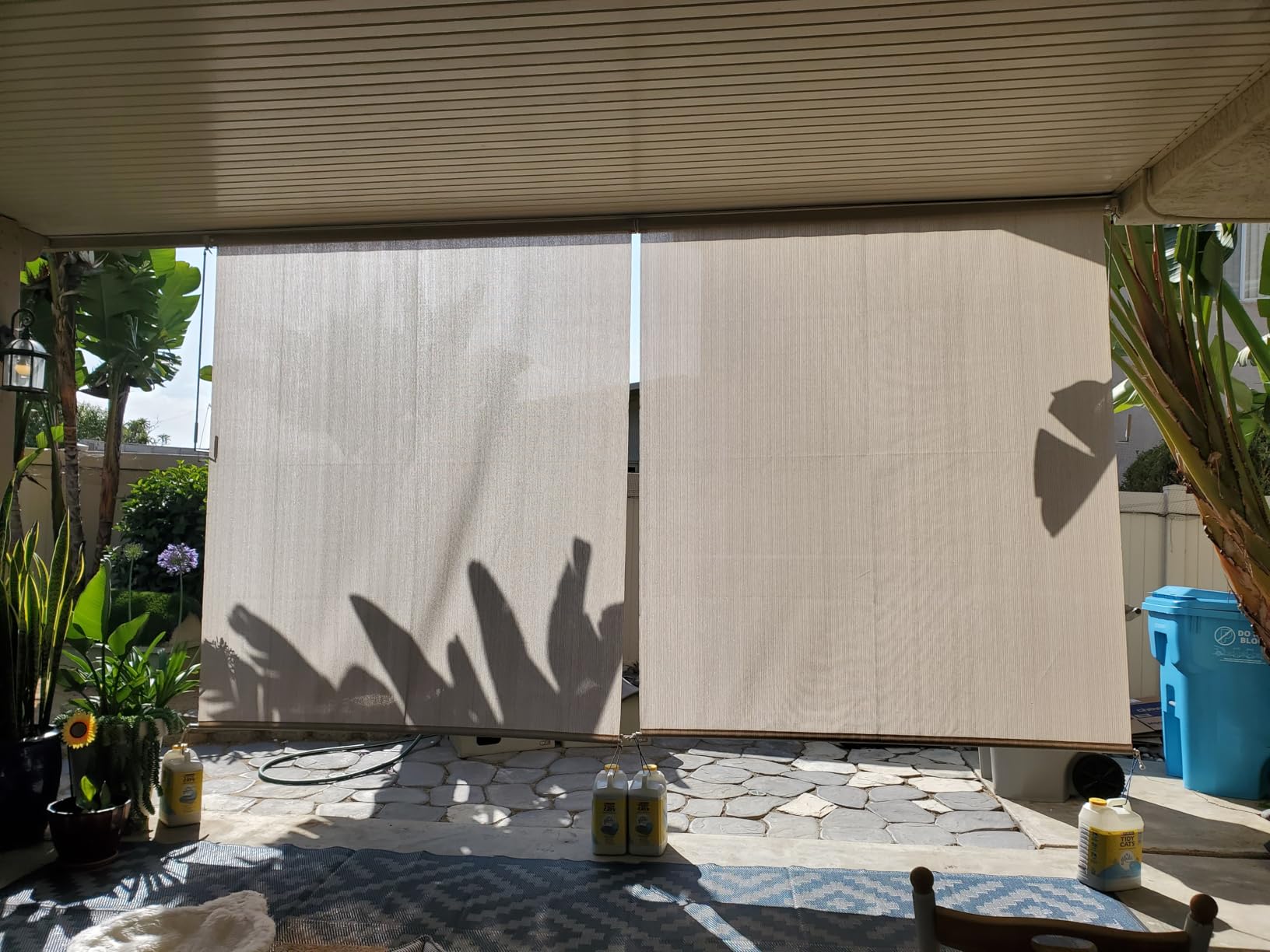 AOSKY Outdoor Roller Shades, Cordless Patio Shades Roll Up Outdoor Blinds customer photo 2