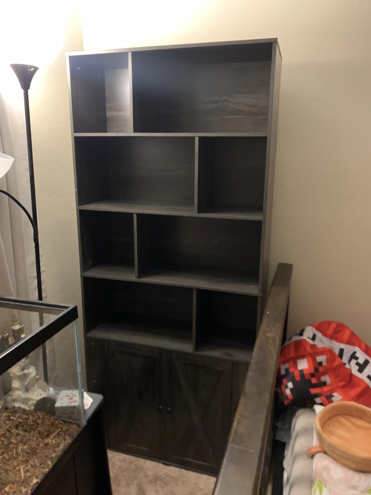 IRONCK 4-Tier Bookcase with Doors, Tall Storage Bookshelf, Black customer photo 2