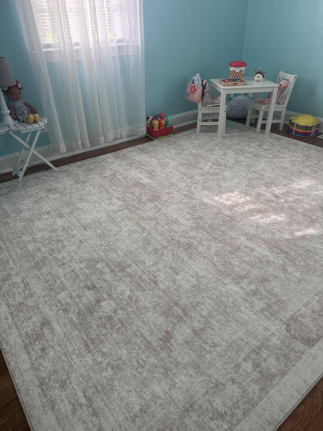 5x7 Area Rugs for Living Room: Washable Vintage Floral Rug Low Pile Non-Slip Boho Carpet for Bedroom Nursery Dining Room (Beige, 5'x7') customer photo 1