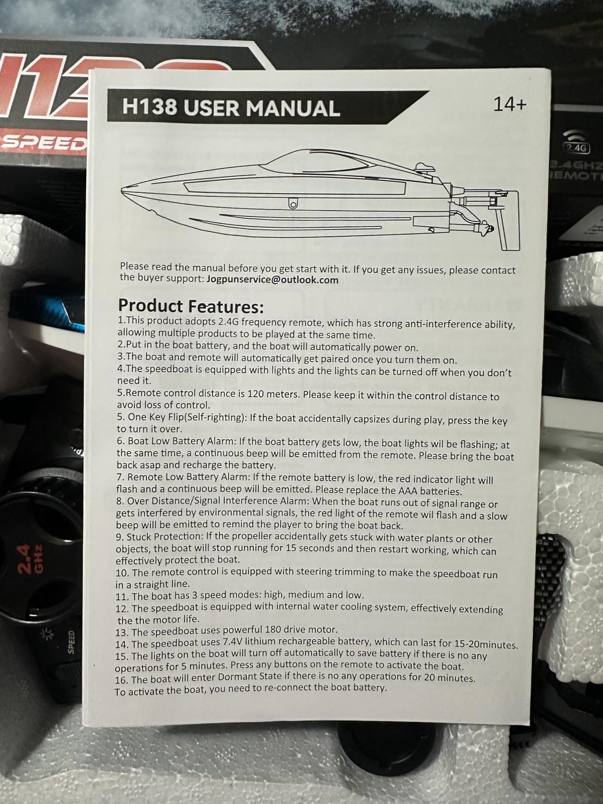 30KMH RC Remote Control Boat with 7 LED Light Modes Waterproof Electric customer photo 2