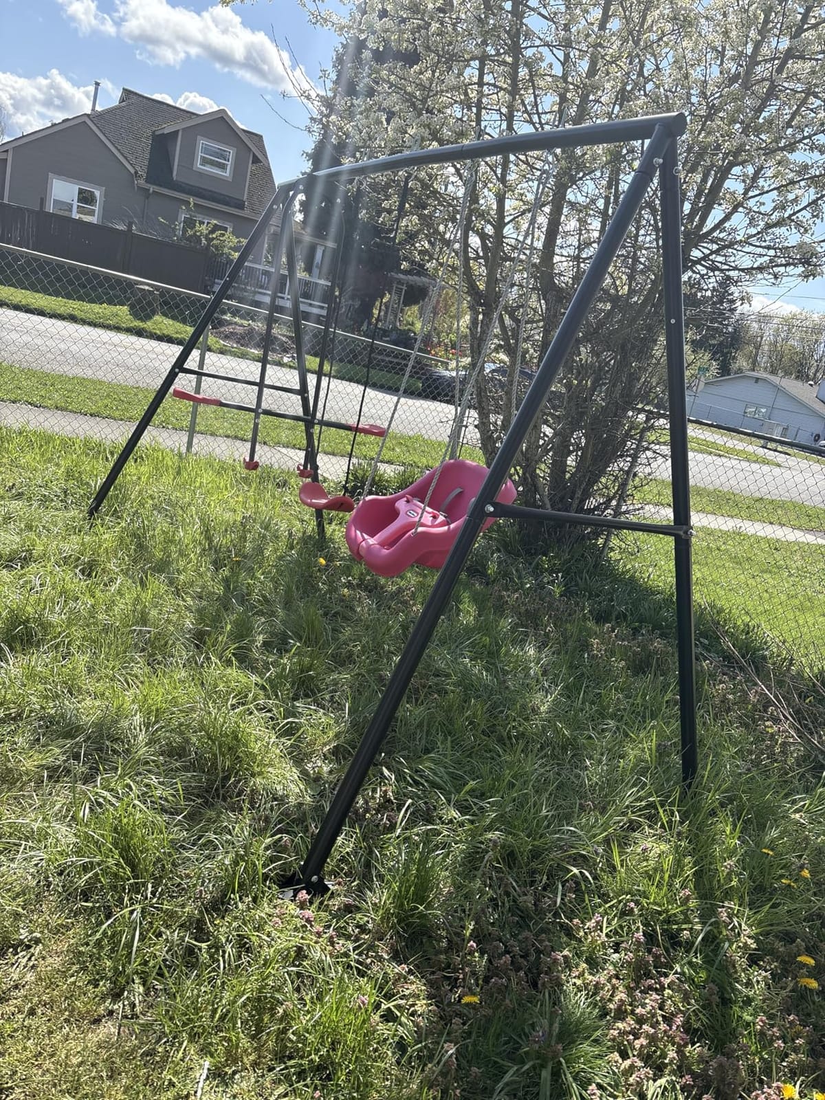 5-in-1 Kids Swing Sets for Backyard with Slide customer photo 1