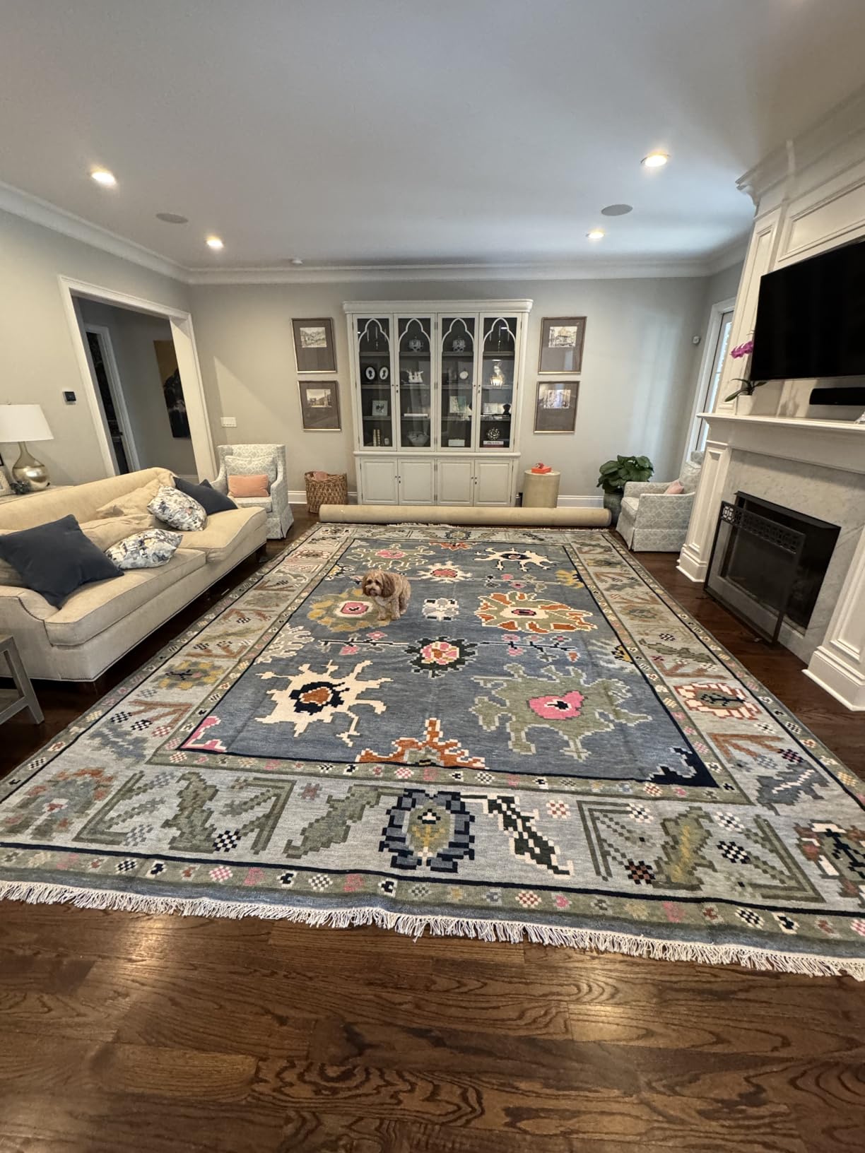 Area Rug Hand Knotted Oushak Rug for Living Room, Dining Room, Office, Bedroom, Hand Knotted Wool Rug, 9x12 feet Green customer photo 1