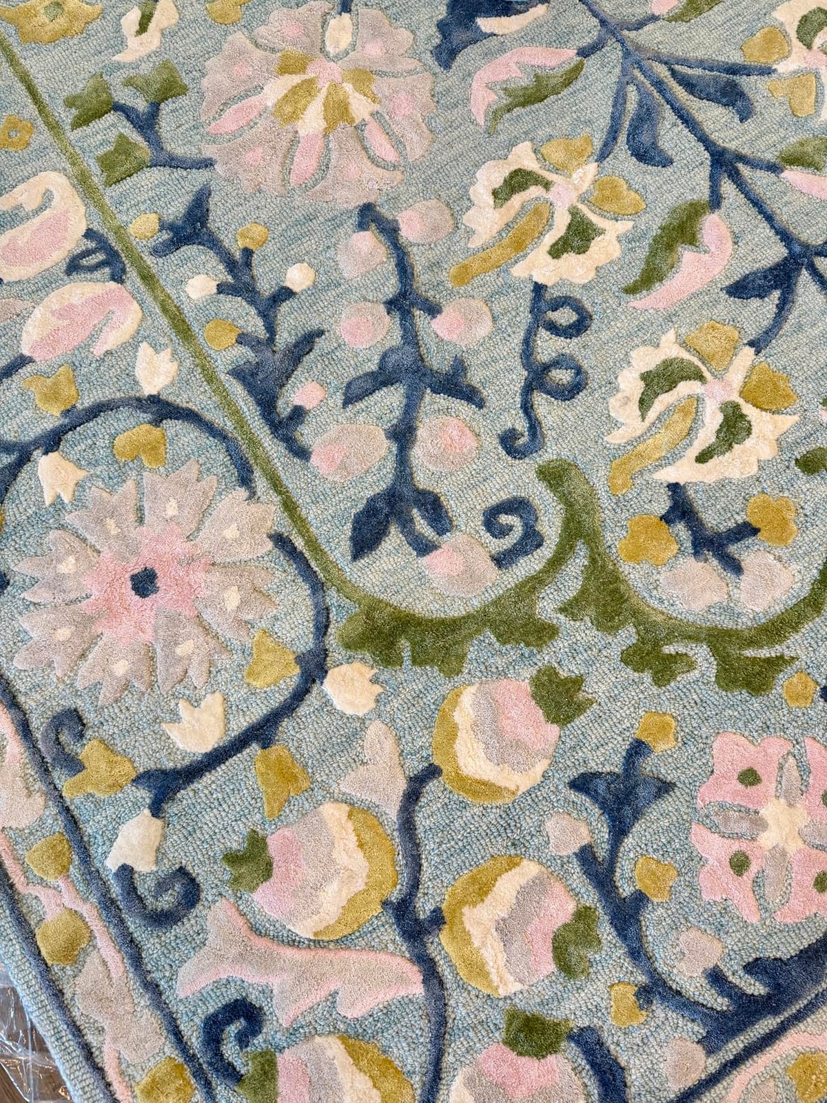 Rug Barn Tali Hand-Tufted Wool & Silk Area Rug – 3x6 Ft, Blue Floral Medallion Design with Yellow Accents, Plush Handmade Designer Carpet with Cotton Backing for Living Room, Bedroom & Office customer photo 2