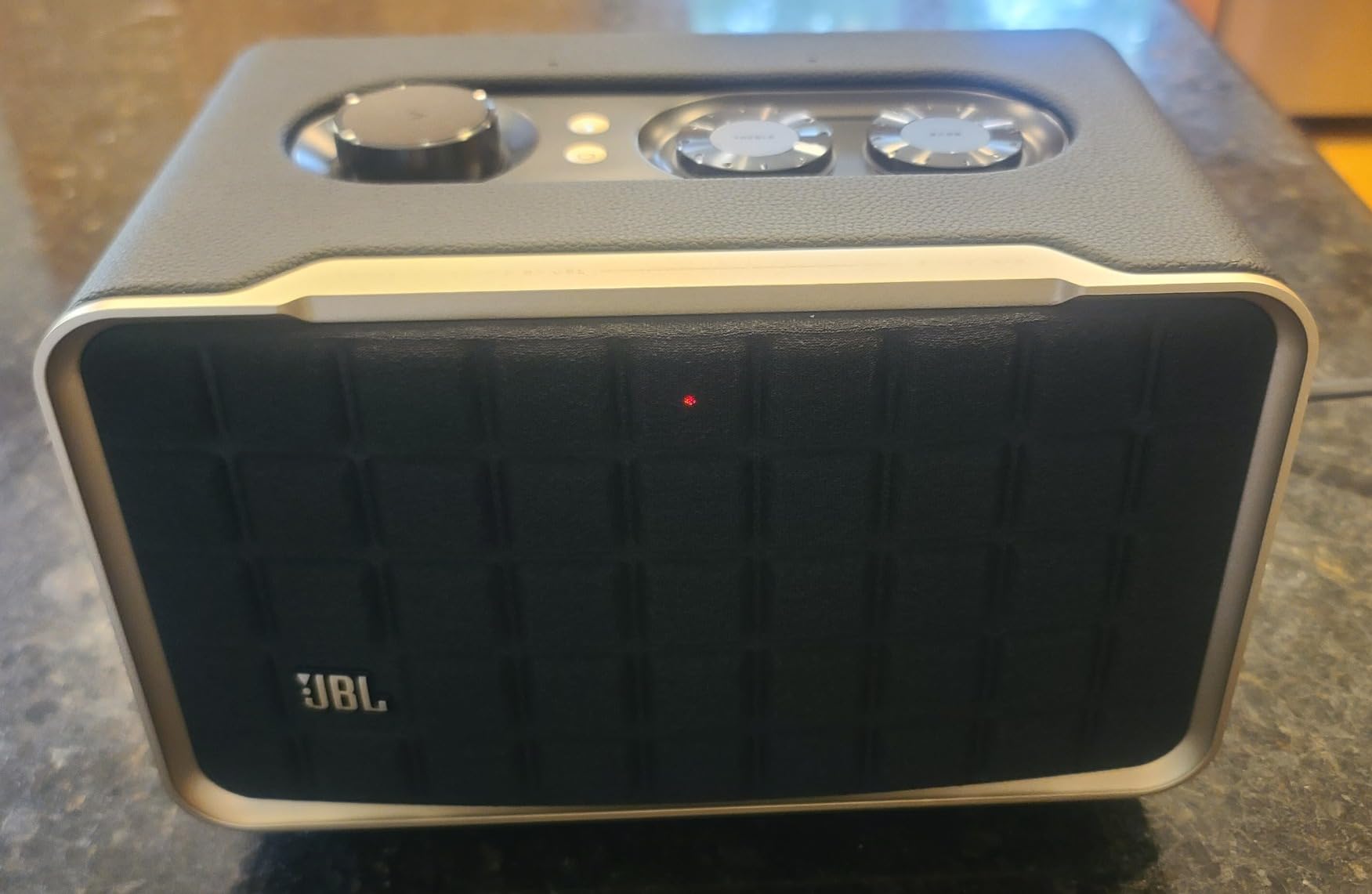 JBL Authentics 200 - Retro Style Smart Home Speaker with Built in Wi-Fi, Bluetooth and Voice Assistants, Alexa and Google Assistant, Multi-Room Playback, Automatic self Tuning (White/Gold) customer photo 1