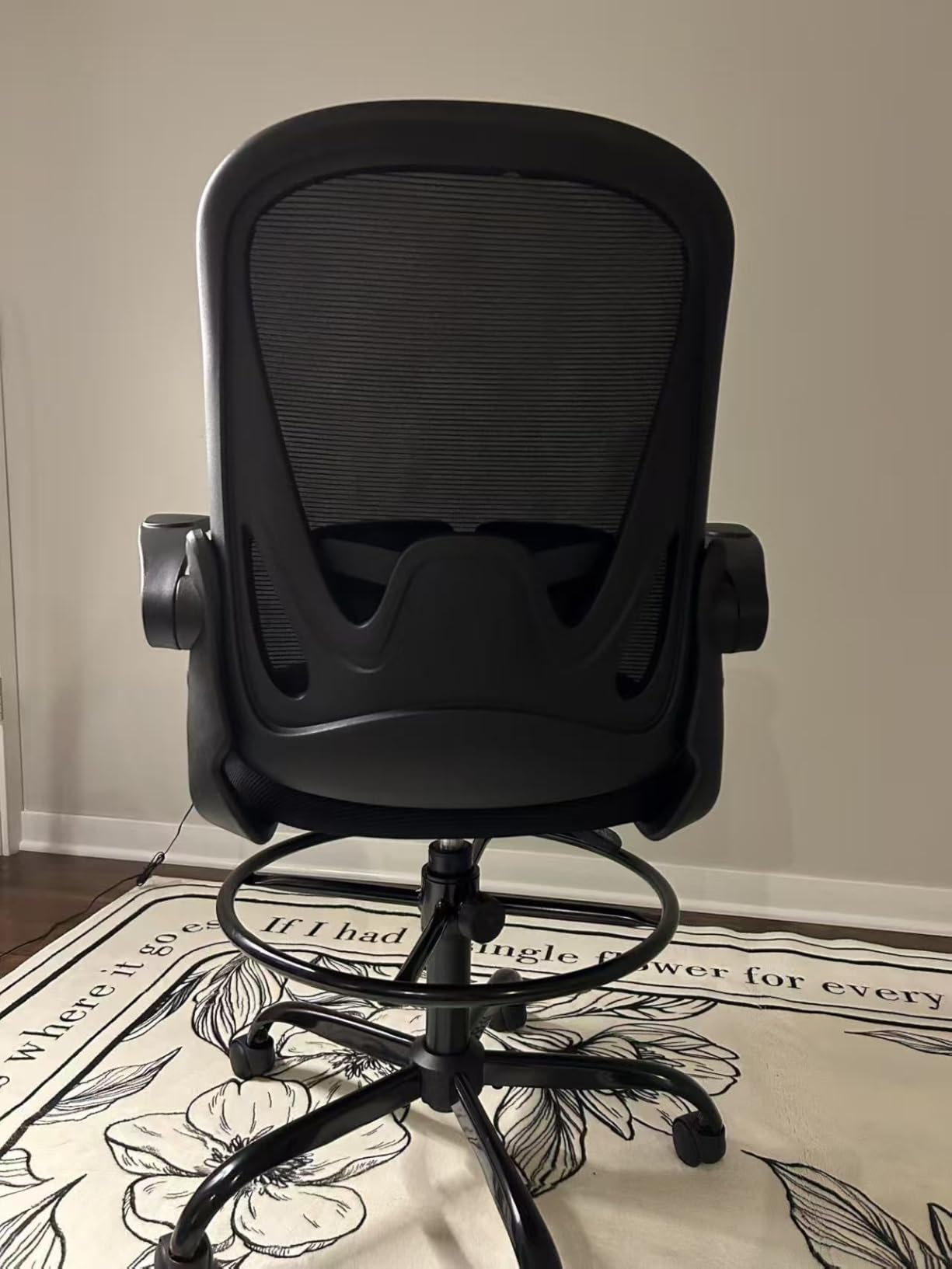 Ergonomic Drafting Chair with Flip-Up Armrests & Adjustable Footrest – Tall Office Chair for Standing Desks, Lumbar Support, Gray – Home & Office Comfort customer photo 2