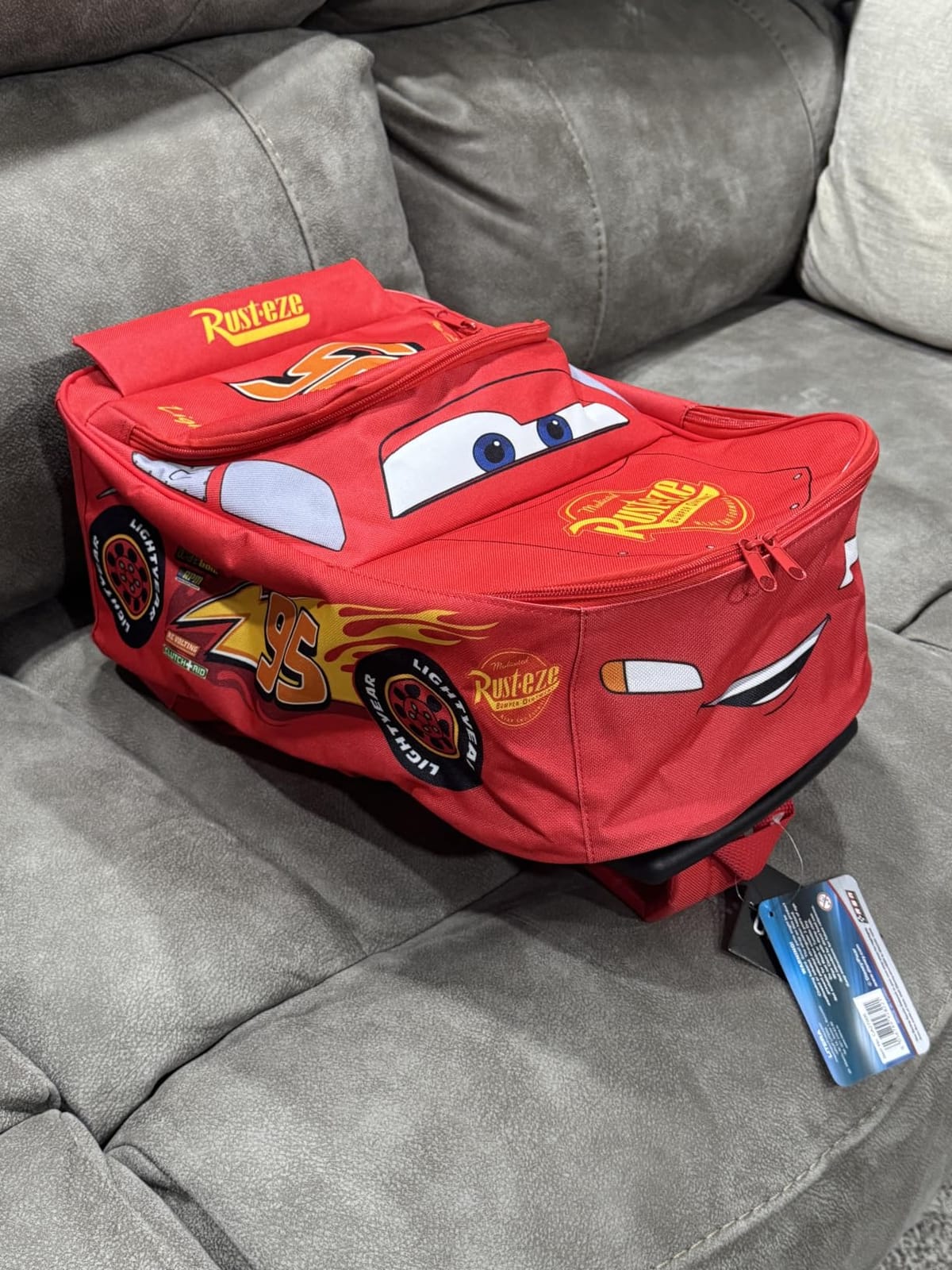 Disney Cars Lightning McQueen Carry-On Luggage with Wheels & Telescopic Handle for Kids 17”– 18.5L, Lightweight Travel Bag for Boys & Girls, Trips & Vacation Gifts customer photo 1