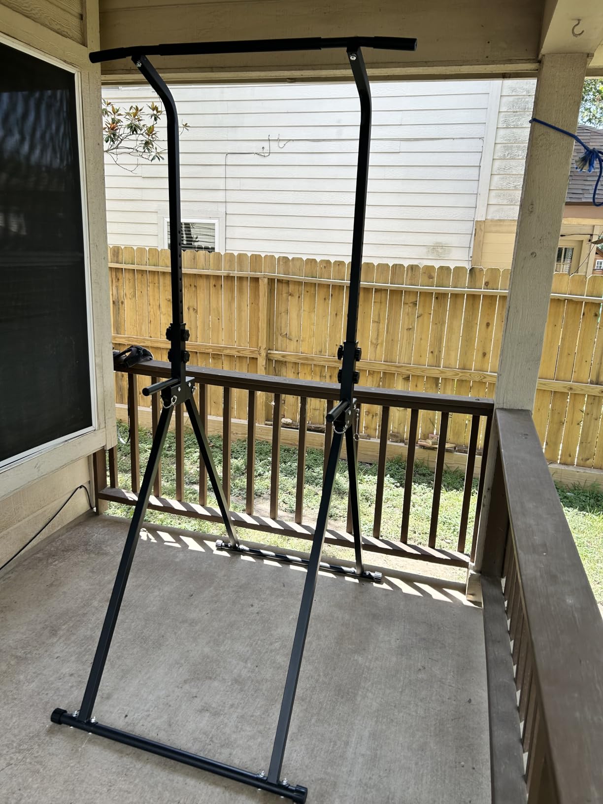 YYJO Foldable Pull Up Bar Free Standing Multi-function Power Tower Dip Bar with Assistance Bands Home Gym Strength Training Equipment customer photo 2