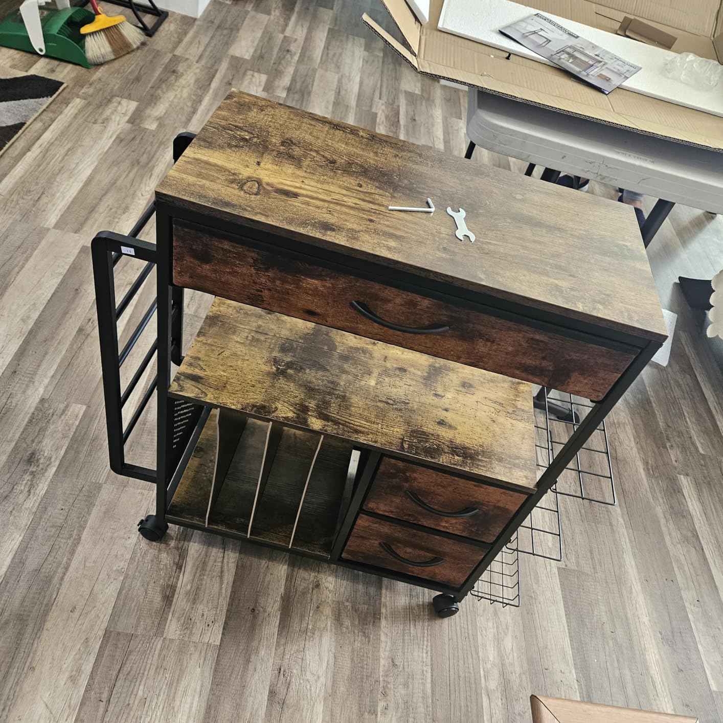 PUNLUXU Wrapping Paper Storage Cart for 12 Rolls with Ribbon Holder 03 customer photo 2