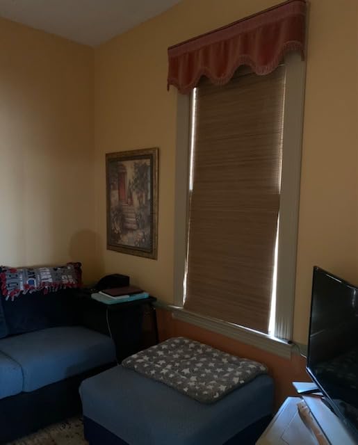UNISHADES Blackout Cordless Bamboo Roman Shades 34 3/4×64 in Papara Carbon customer photo 2