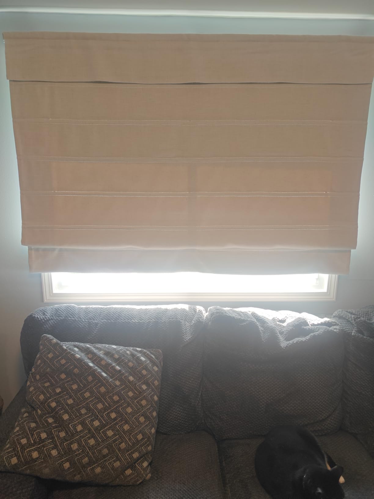 Bamboo Roman Shades, Cordless Custom Blackout Woven Wood Shade | Natural Wood Bamboo Window Shades for Indoor Windows, Good For Ceiling Mount, Door Mount, Easy To Install and Clean customer photo 1