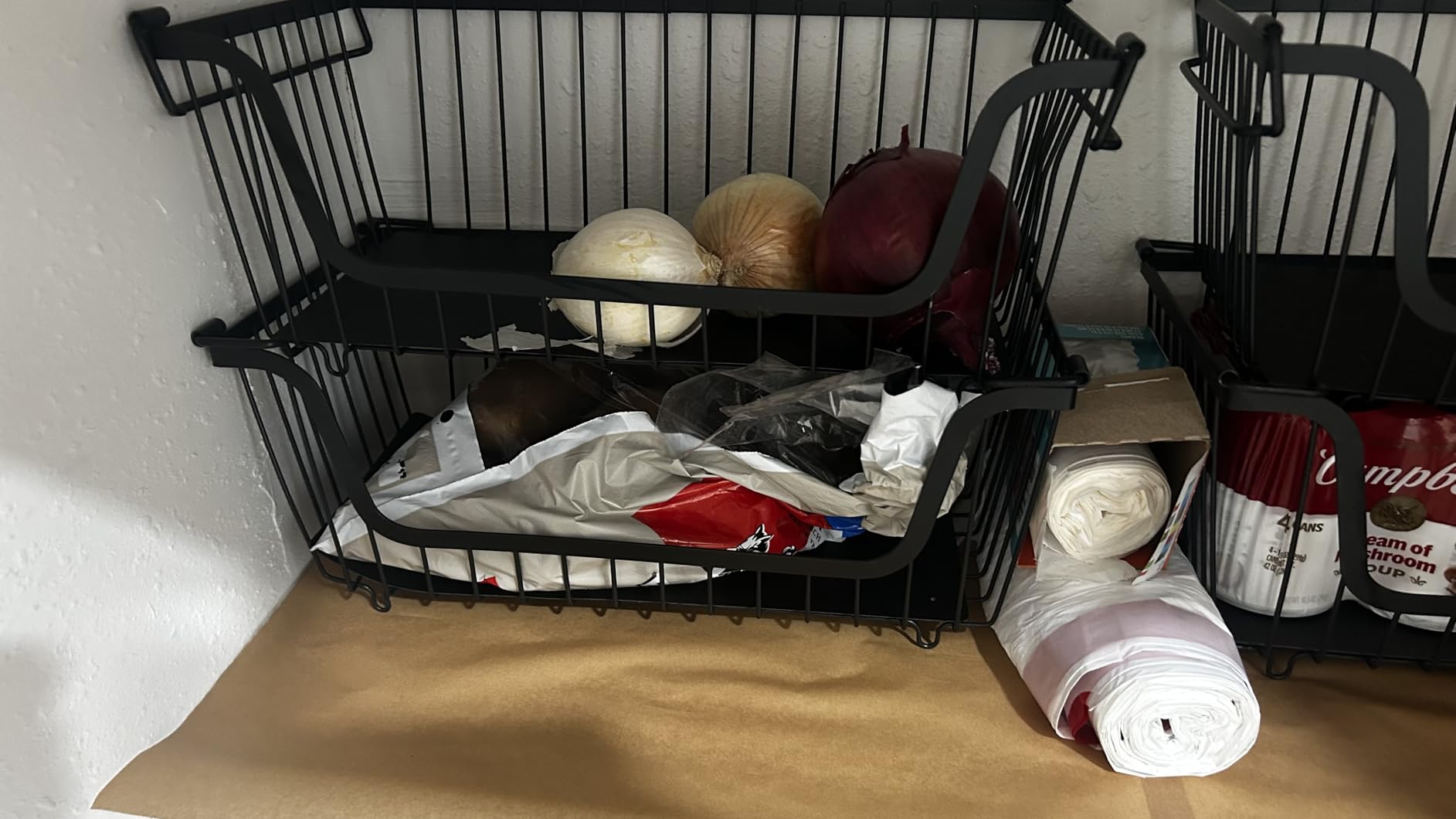 4 Pcs Stackable Wire Baskets Pantry Organizers and Storage Bins,Black customer photo 2