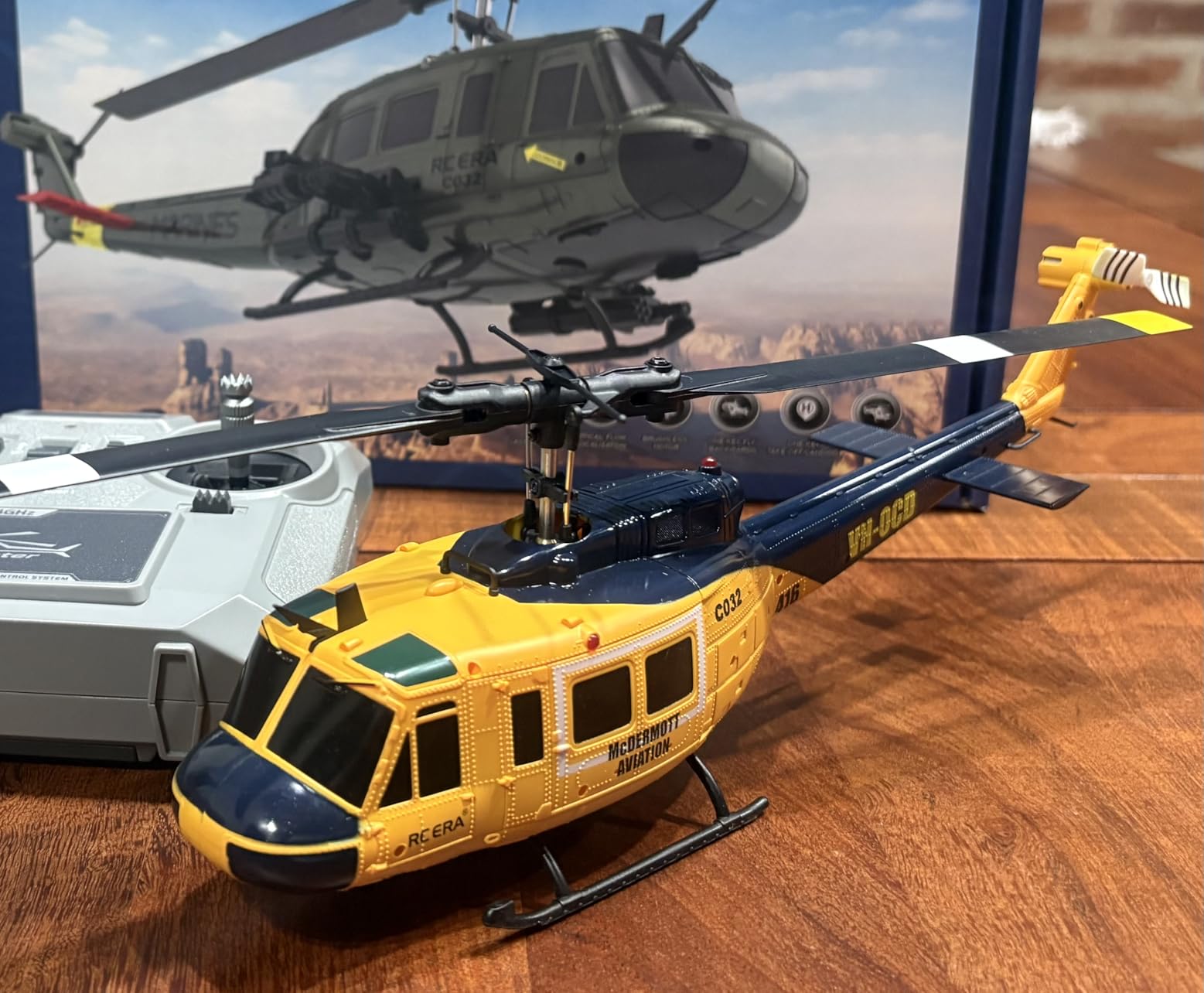 315MM UH-1 Remote Control Helicopter Aircraft for Adults Expert 6CH C032 RC Heli Maintain Altitude Brushless Motor/Optical Flow Positioning/Fly Upside Down 3D Rolling (RTF Yellow 3-Batteries) customer photo 1