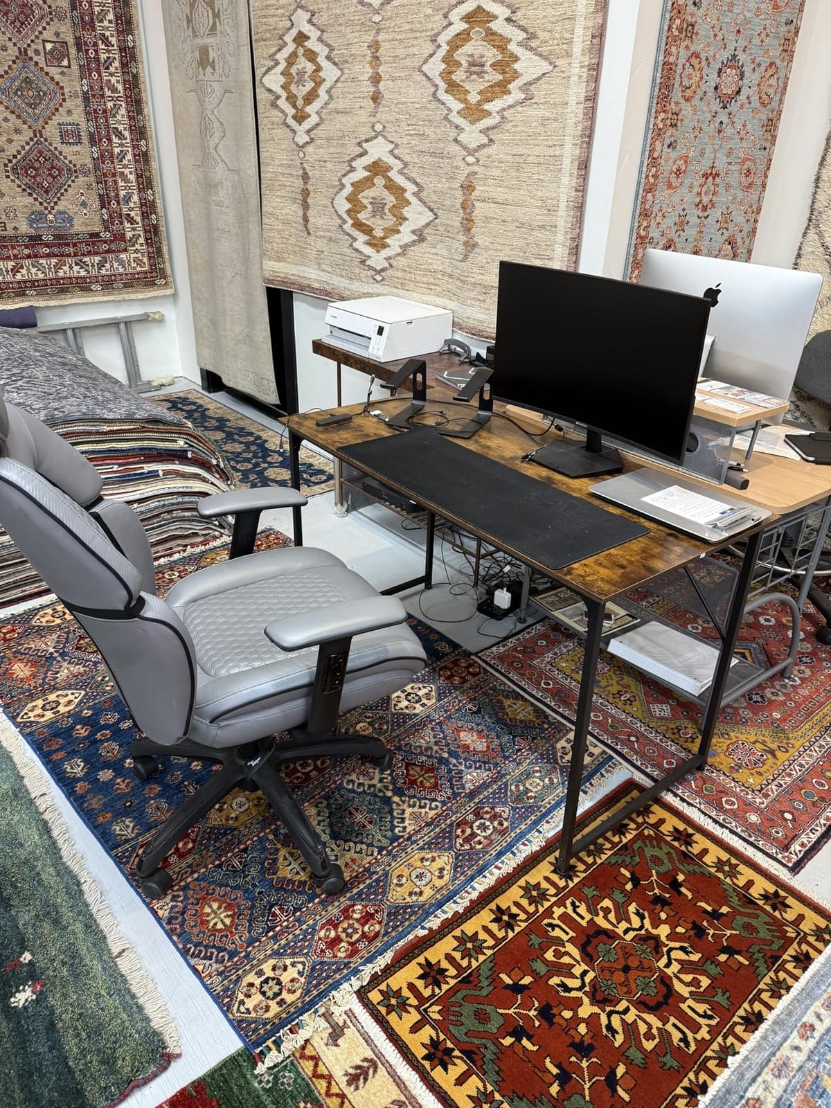 PRAISUN 47 X 24 Inch Computer Desk with Deeper Desktop, Gaming Office Writing Work Desk for Home Office, Study, Bedroom, Work from Home, Metal Frame, Rustic Brown customer photo 2