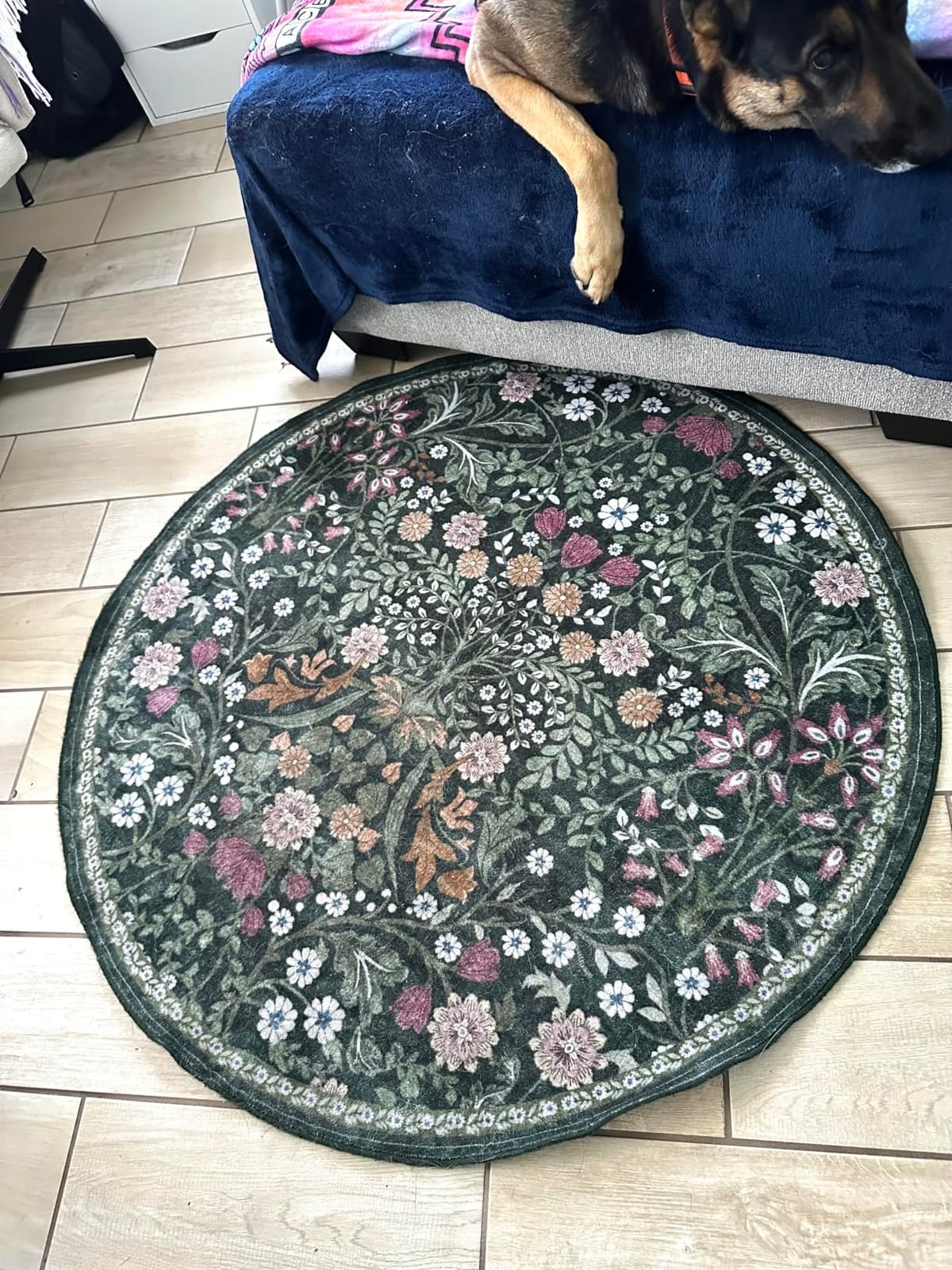 PLHXFR Area Rug 9x12 Living Room: Floral Washable Boho Carpet Dark Green customer photo 1