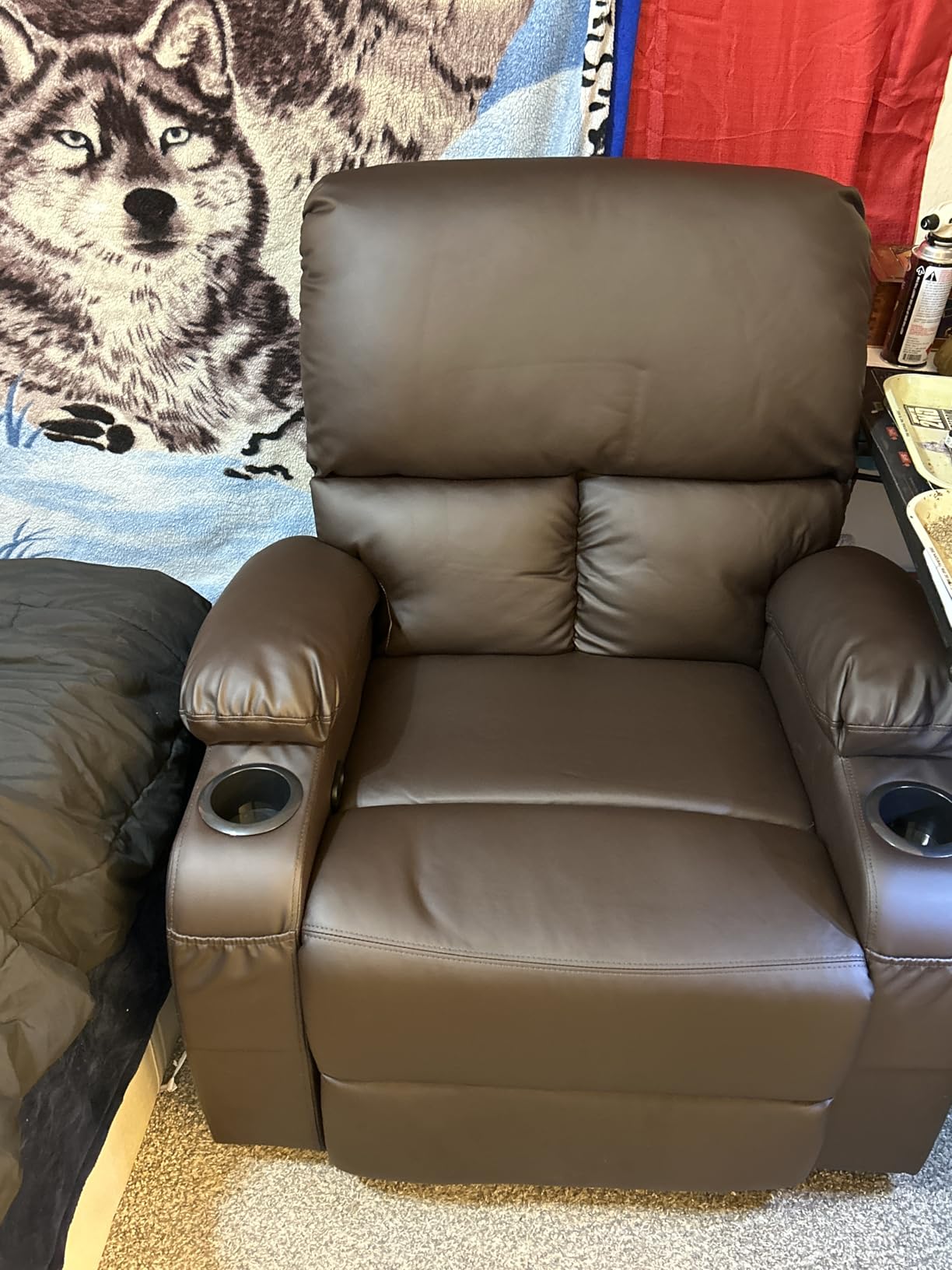 LAFWELL Rocking Recliner Chair, Massage Rocker Recliner Chair with Vibration Massage and Heat, USB and Type-C Ports,360° Swivel Faux Leather Chairs, Living Room, Bedroom, Nursery, RV, Black customer photo 1