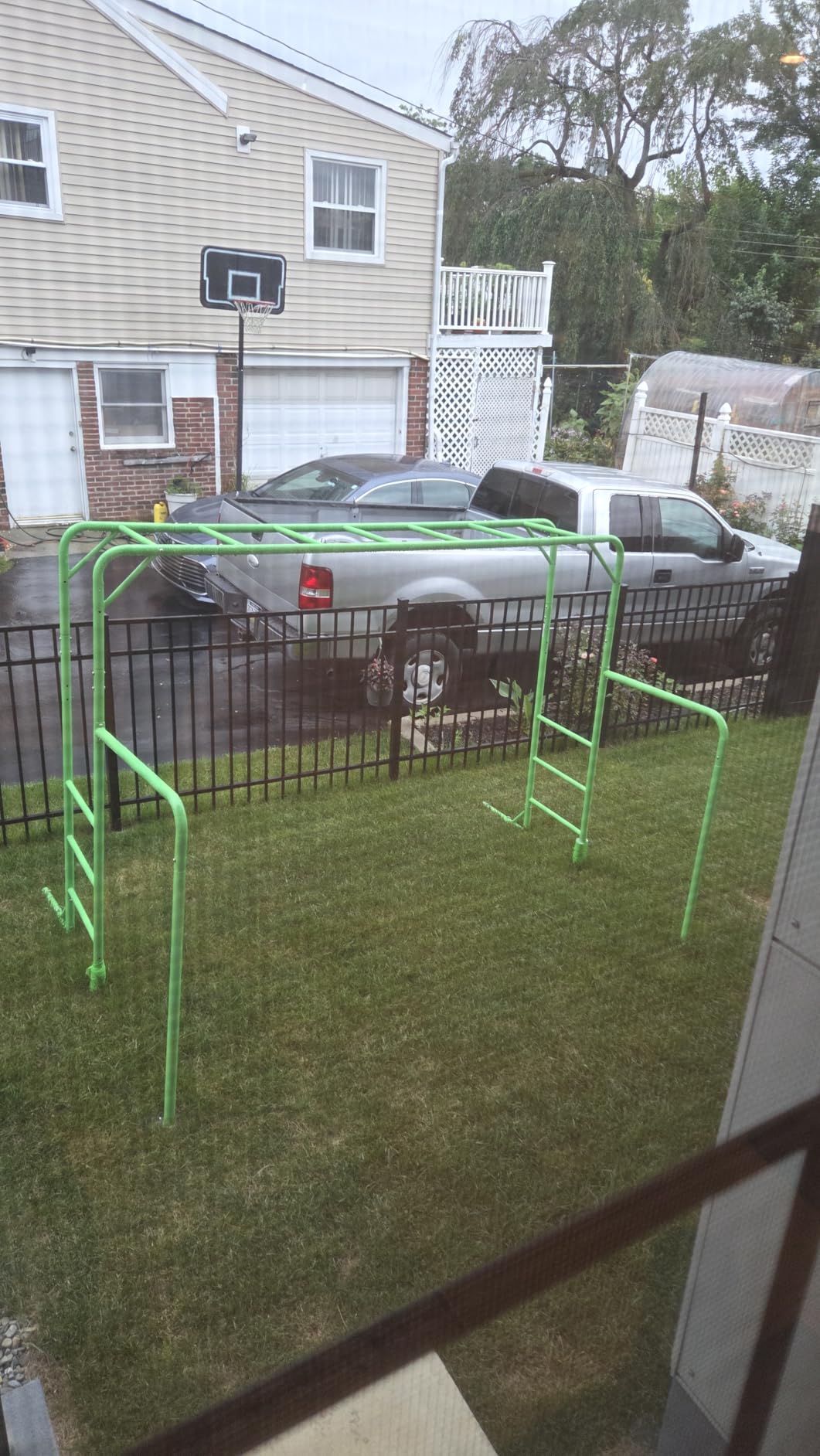 Outdoor Monkey Bar Set with Climbing Frame, Gymnastics bars, Playground Sets for Backyards, Metal Monkey Bars for Kids Ages 3 and Up, Backyard Playground Set with Powder Coated Steel, Blue customer photo 1