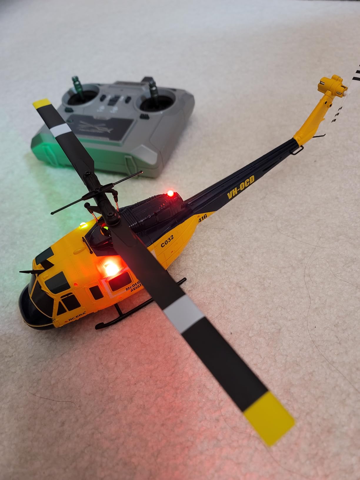 RC ERA C032 UH-1 Huey Helicopter - Remote Control Helicopters for Adult, 1/48 Sacle 2.4G 6CH Gyro Stabilized Aircraft with Altitude Hold & Optical Flow,3D Stunt Drone (Yellow) customer photo 2