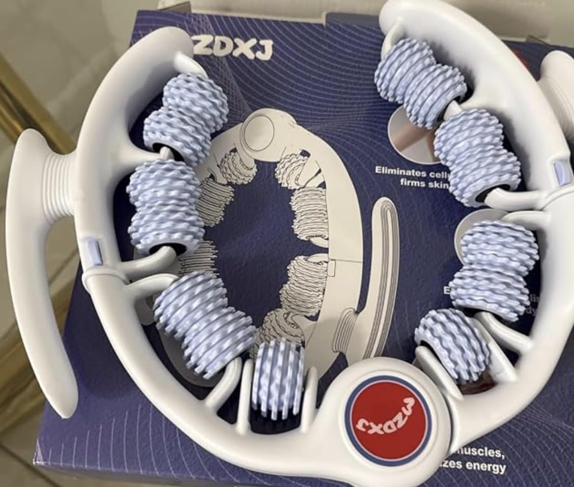 Cellulite Massage Tool - Lymphatic Drainage Massager - Muscle Roller, Deep Fascia Massage, Dimpled Skin Removal, Legs/Thighs/Buttocks, Anti-Cellulite Roller, Smooth Skin (14 Wheel - Blue) customer photo 1