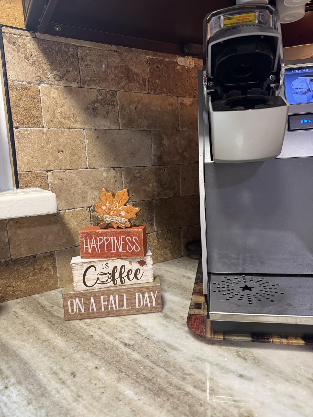 Lineshading 4 Pcs Fall Decoration For Home Wooden Maple Leaf Stacked Decor customer photo 2