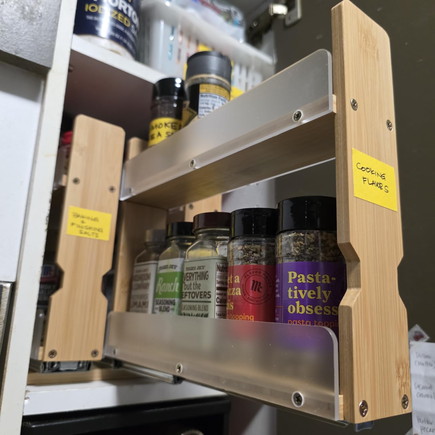 SpaceAid Bamboo Pull Out Spice Rack Organizer for Cabinet, Heavy Duty Slide Out Seasoning Kitchen Pantry Sliding Vertical Organization, 10.1