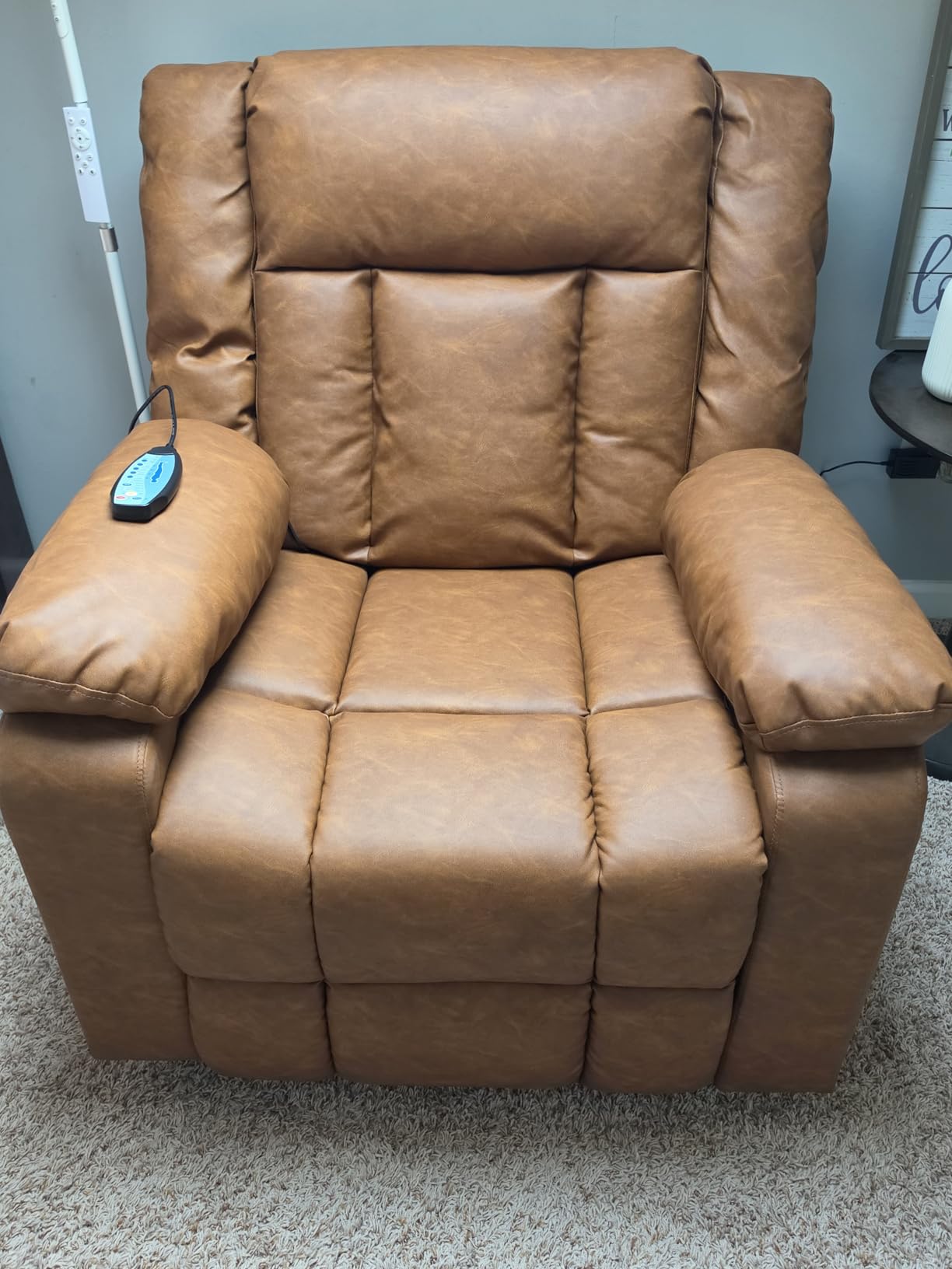 Korser Rocker Recliner, Glider Recliner Chairs for Adults, 360° Swivel Rocking Chair with Massage and Heating, Nursery Chair with Storage and USB Charging, Ivory White, Swivel Rocker Recliner customer photo 2