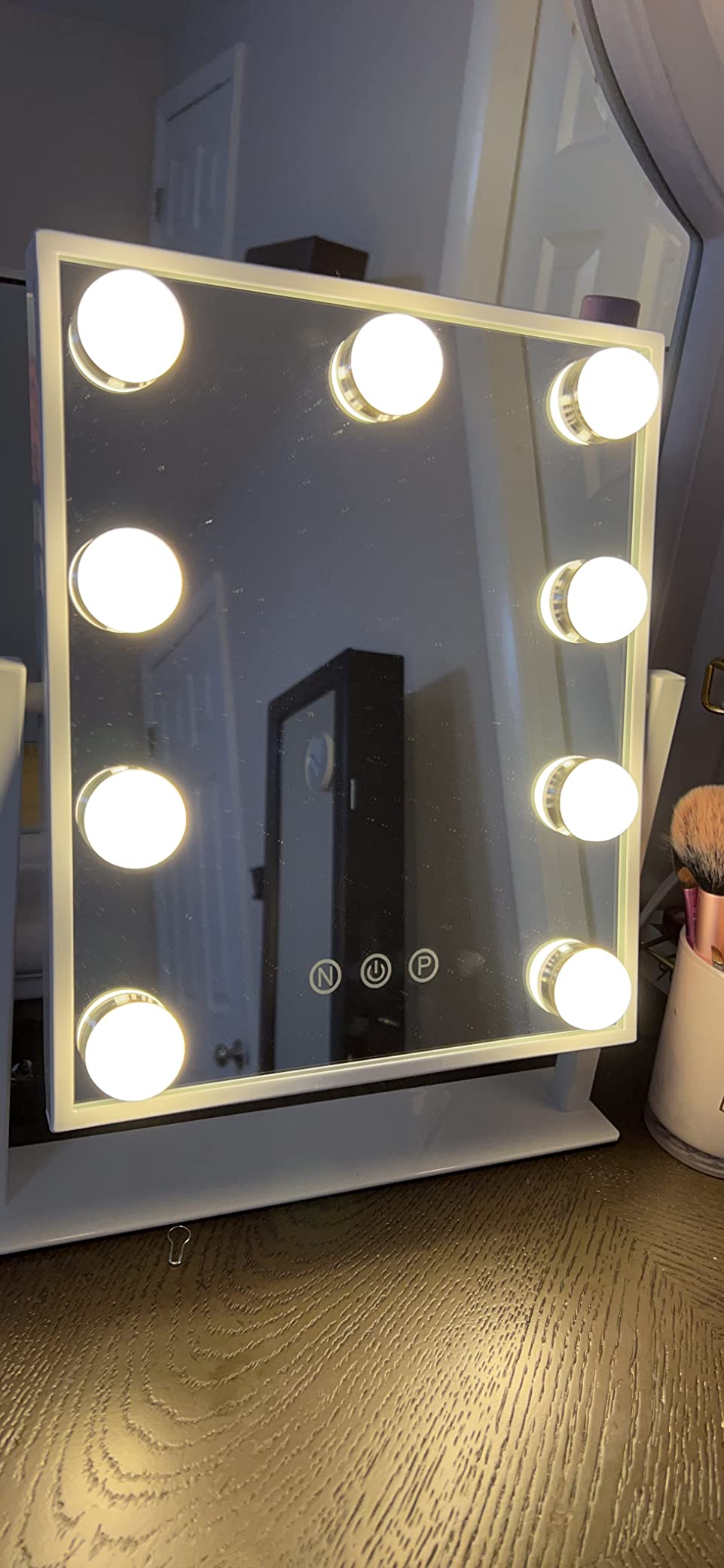 Lighted Hanging Full Length Body Mirror, Portable Dance Mirror, Foldable customer photo 1