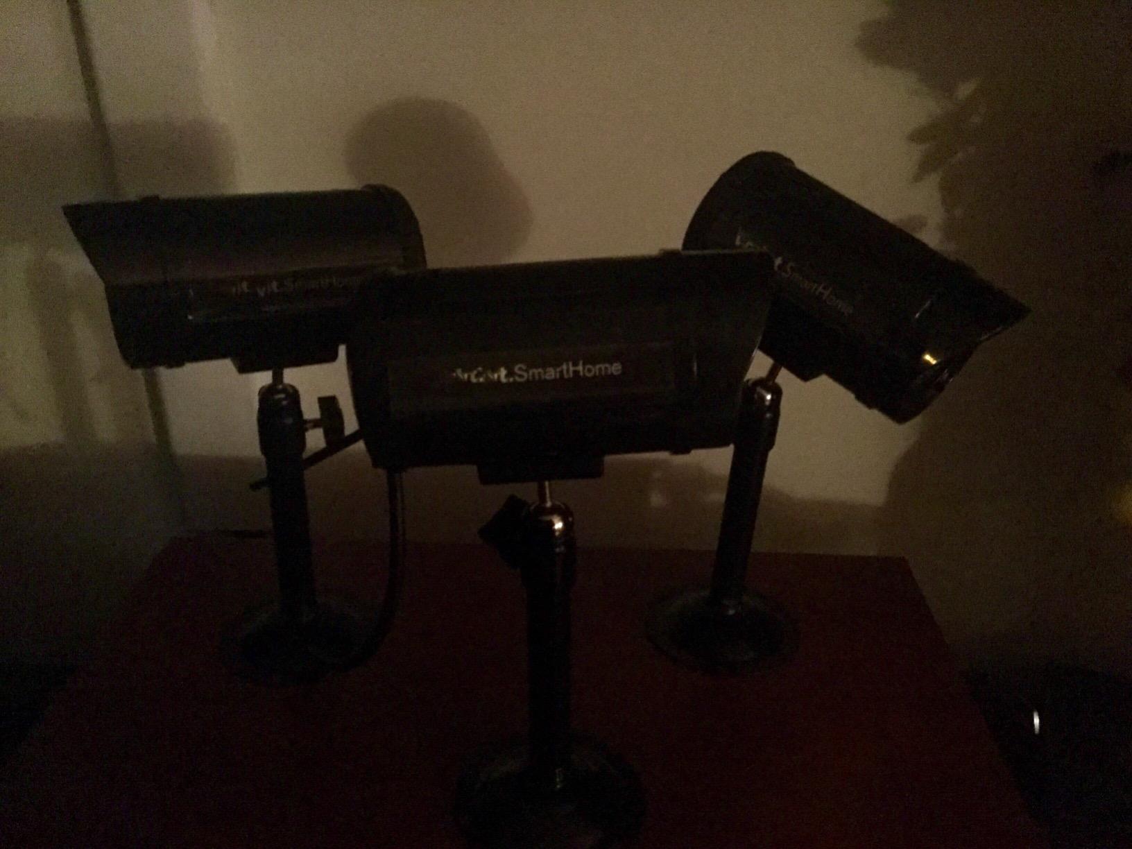WALI Solar Powered Fake Security Camera, Red Light & Antenna, 2 Pack, Black customer photo 2