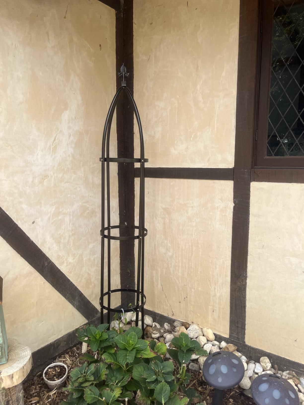 Garden Obelisk Trellis 100% Metal Heavy Duty 5.5 ft for Climbing Vines | Upgraded 16mm Thick Steel Tubes Bronze Rustproof Tower, Medium Plant Support Stands for Flowers, Roses, Clematis & Tomatoes customer photo 2