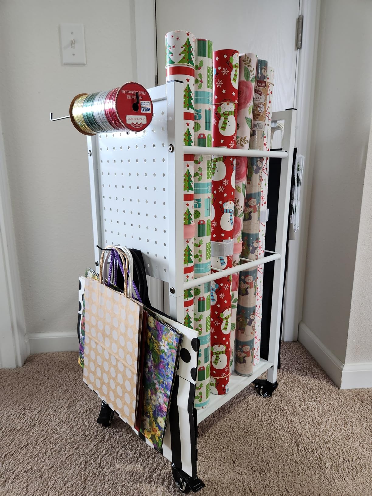 Wrapping Paper Storage Organizer with Wheels & Bag Storage, Black customer photo 1