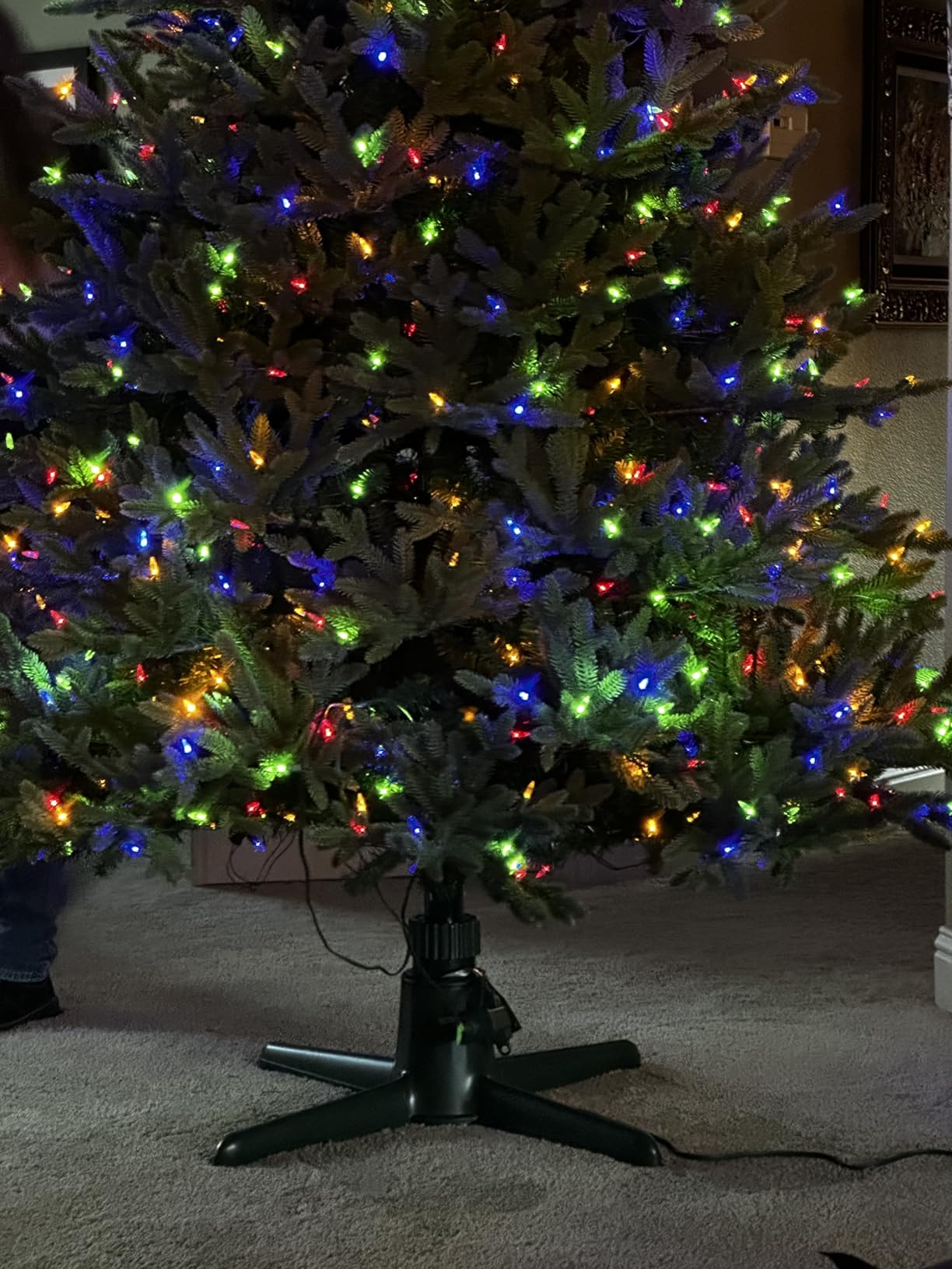 DG-Direct Musical 360° Rotating Christmas Tree Stand, Anti-tilt Noiseless, Up to 9ft 120 lb Artificial Fits 1.25–2