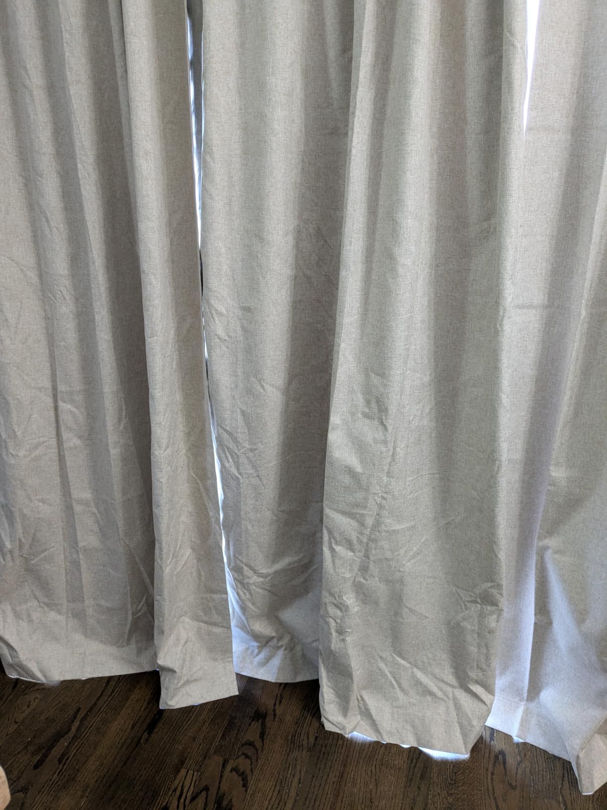 Linen Textured Total Blackout Sliding Door Curtains 84 Inches Long, Cream customer photo 2