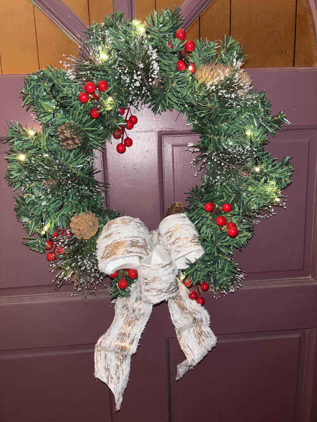 18’’ Artificial Christmas Wreath for Front Door with Pine Needles Red Berries Pine Cones Christmas Decorations for Winter Wall Indoor Outdoor Home Holiday Xmas Decor customer photo 2
