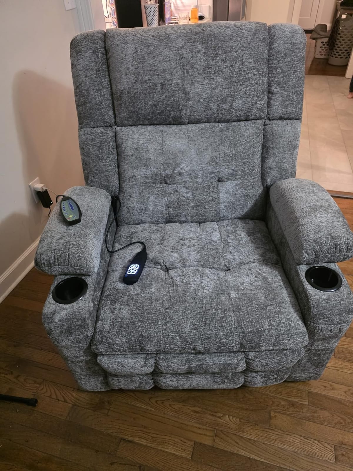 Dual Motor Power Lift Recliner for Elderly with Massage and Heat, Gray customer photo 2