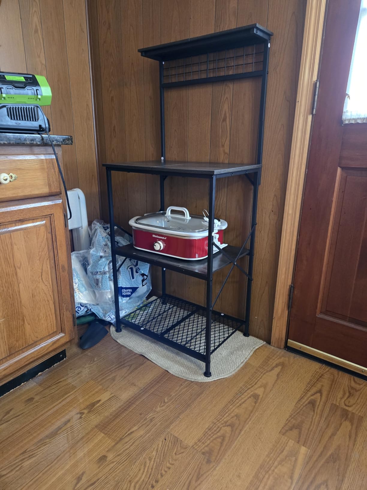 Furologee Bakers Rack with Power Outlet, 31.5-Inch Wide Microwave Stand customer photo 2