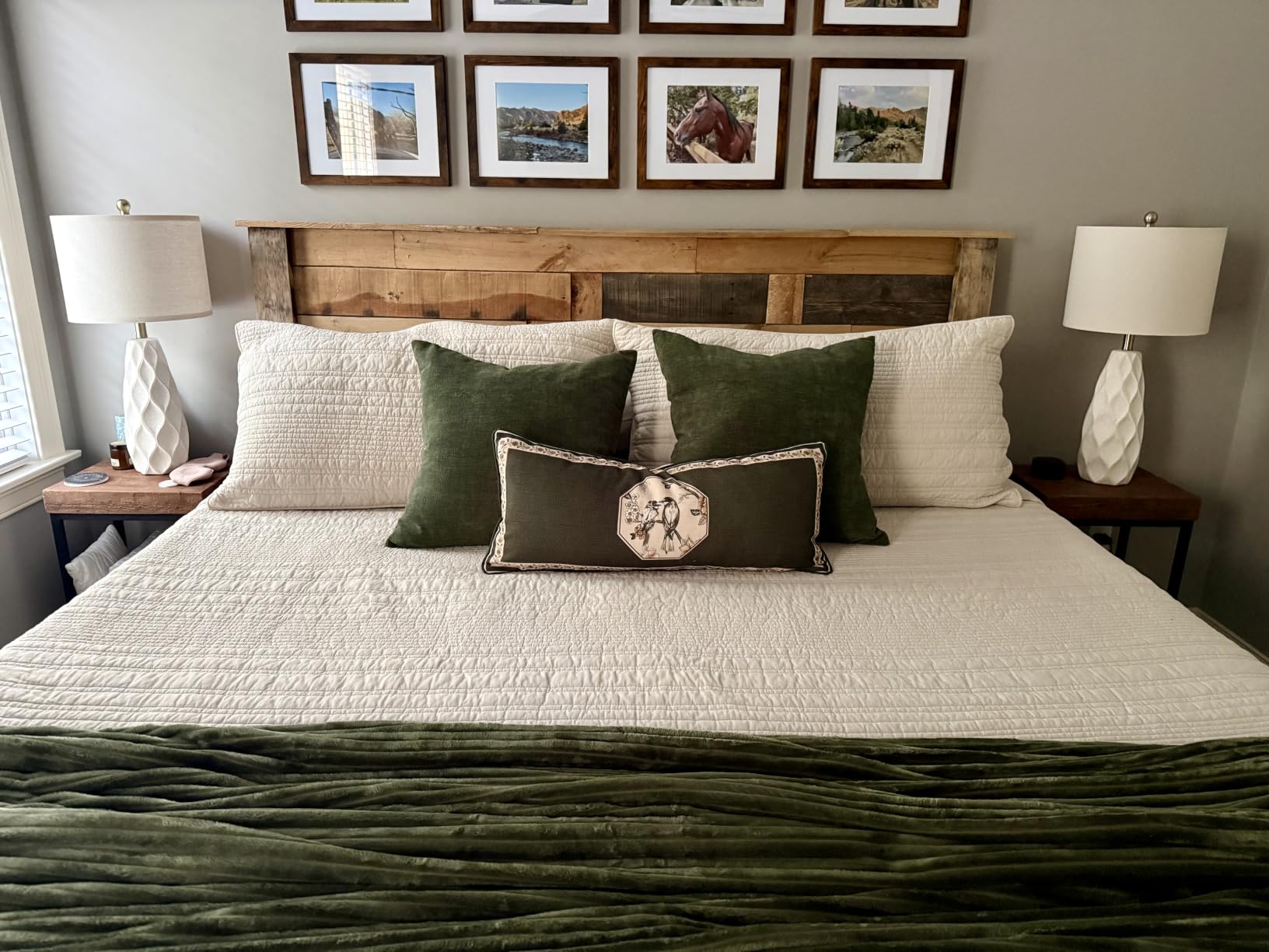 EVERGRACEHOME 100% Cotton Modern Lines Quilt Set Queen Size, Birch customer photo 2