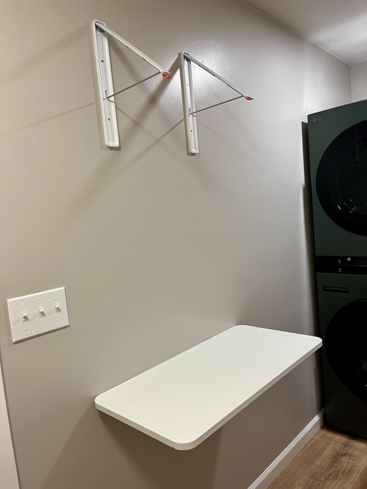 Neoaider Upgrade Wall Mounted Folding Table 31.5”L x 15.7”W, White customer photo 2