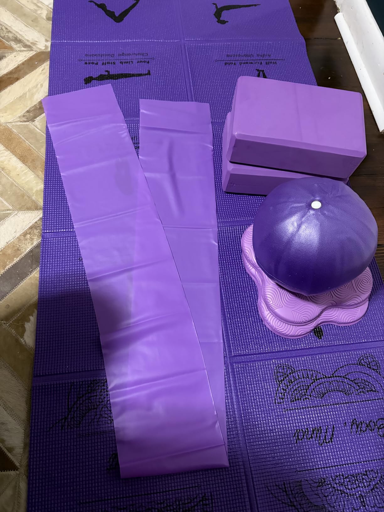 Foldable Non-Slip Yoga Mat and Blocks Set for Women, 9-Pcs Yoga Starter Kit customer photo 1