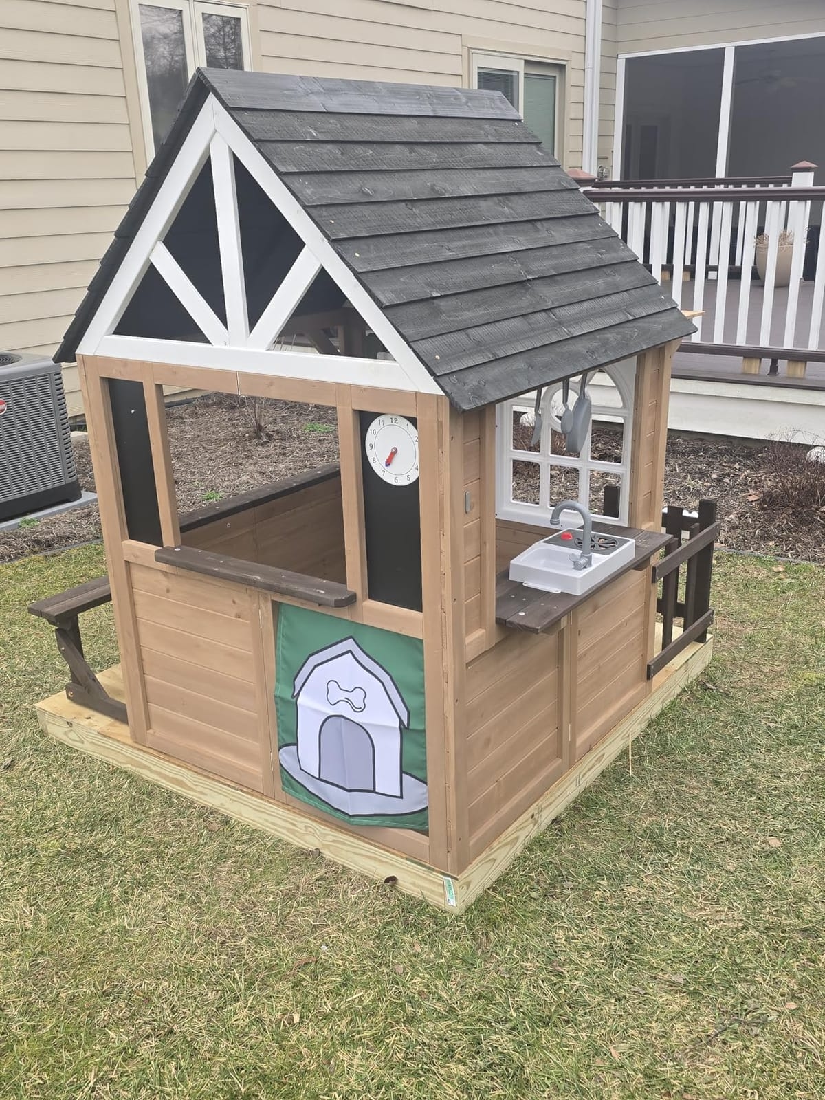 Kids Outdoor Playhouse with Play Kitchen, Ages 3-8, Fits 2-4 Kids customer photo 2