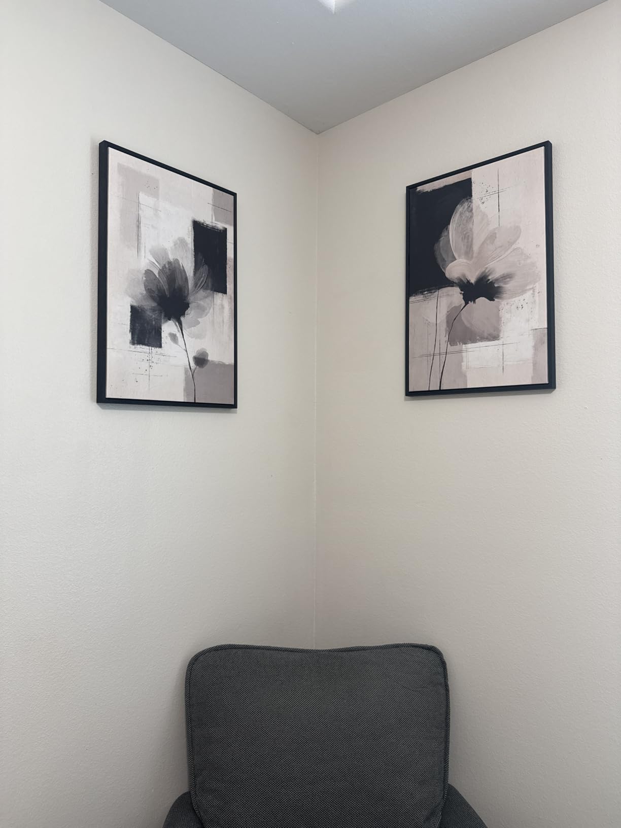 Large Framed Neutral Abstract Wall Art Set of 2 for Living Room, 24x36 In customer photo 1